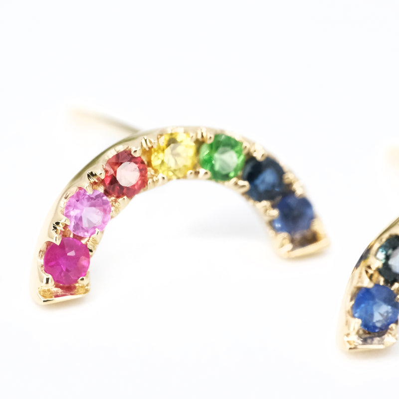 14k + Sapphire Rainbow Earrings