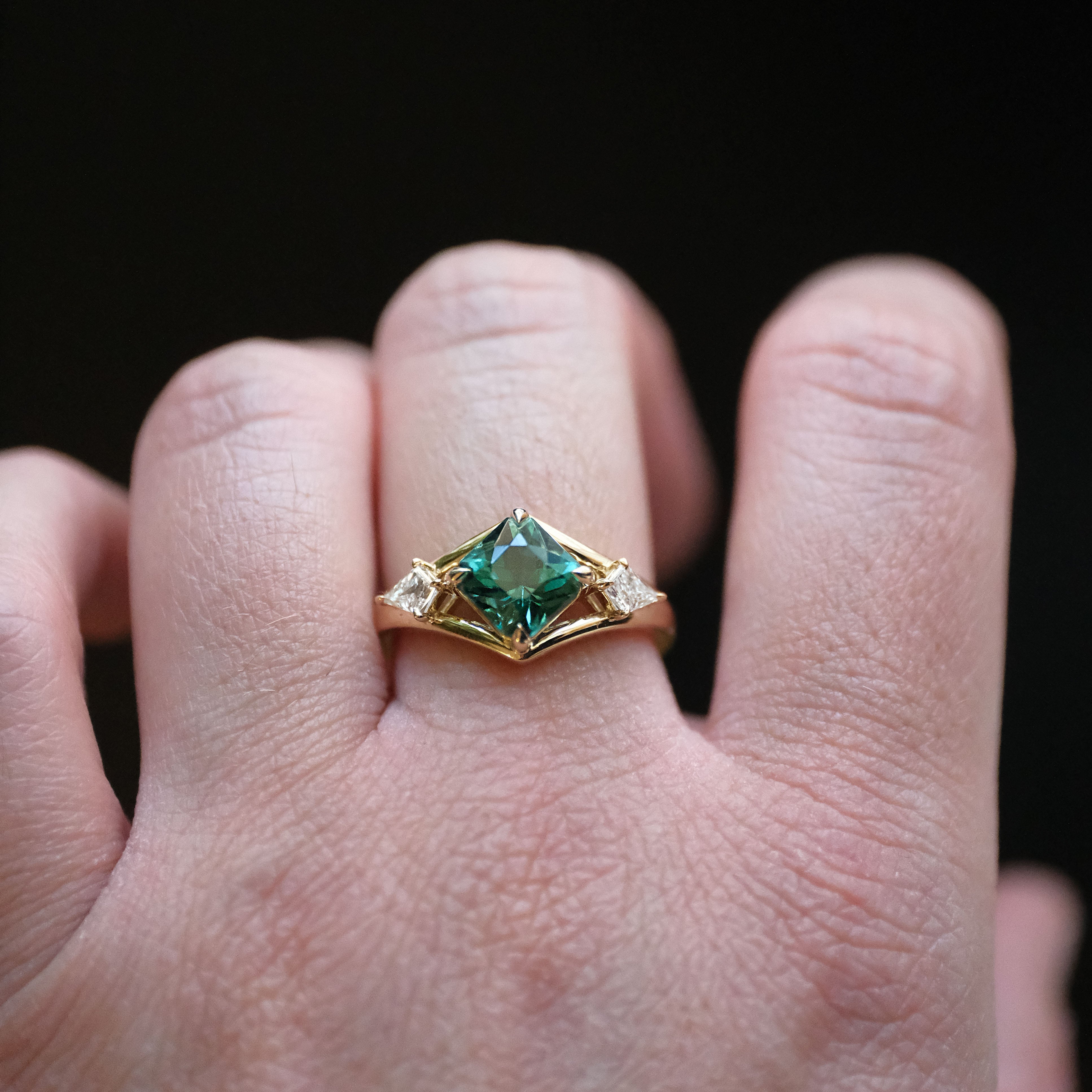 14k Green Tourmaline + Natural Diamond Ardara Ring