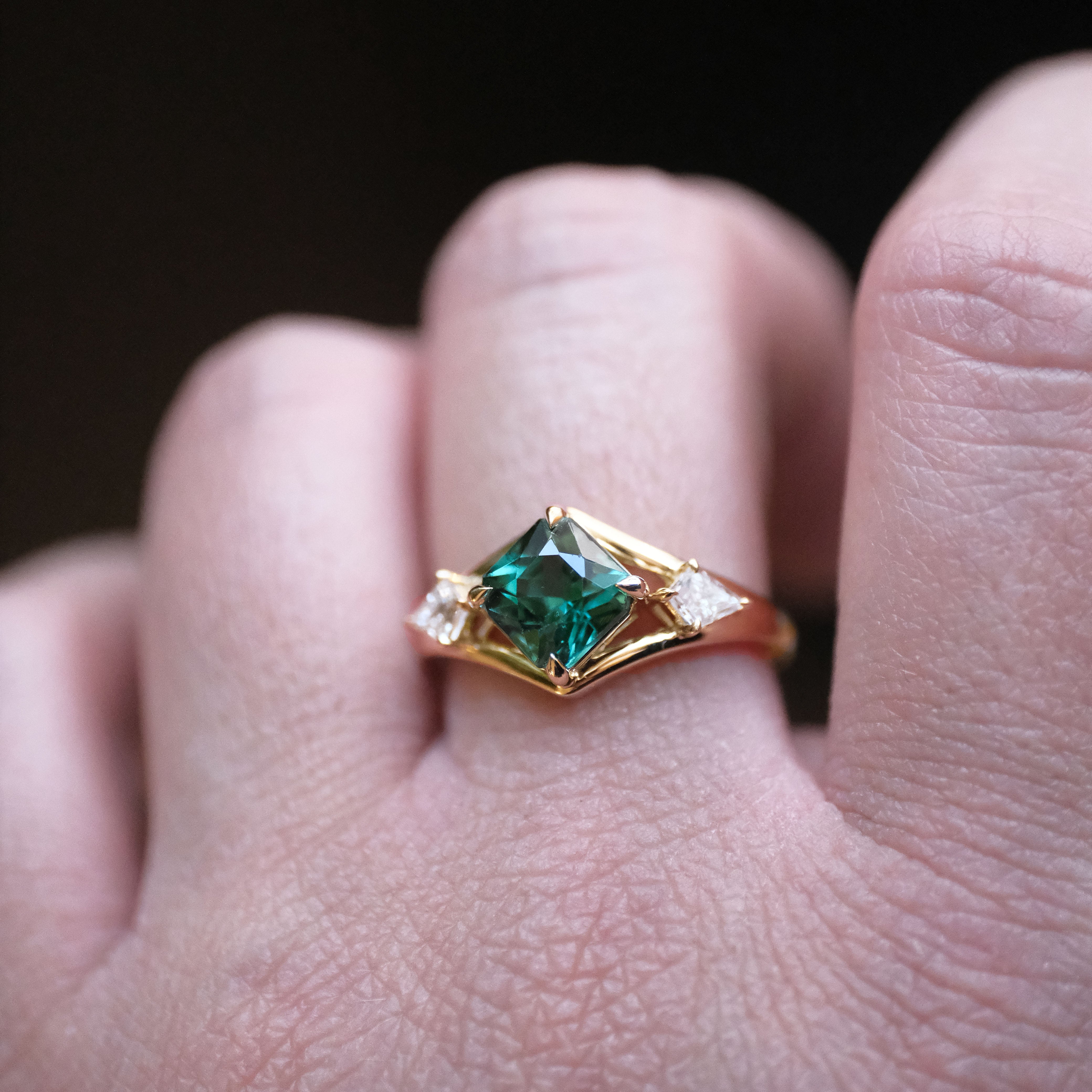 14k Green Tourmaline + Natural Diamond Ardara Ring