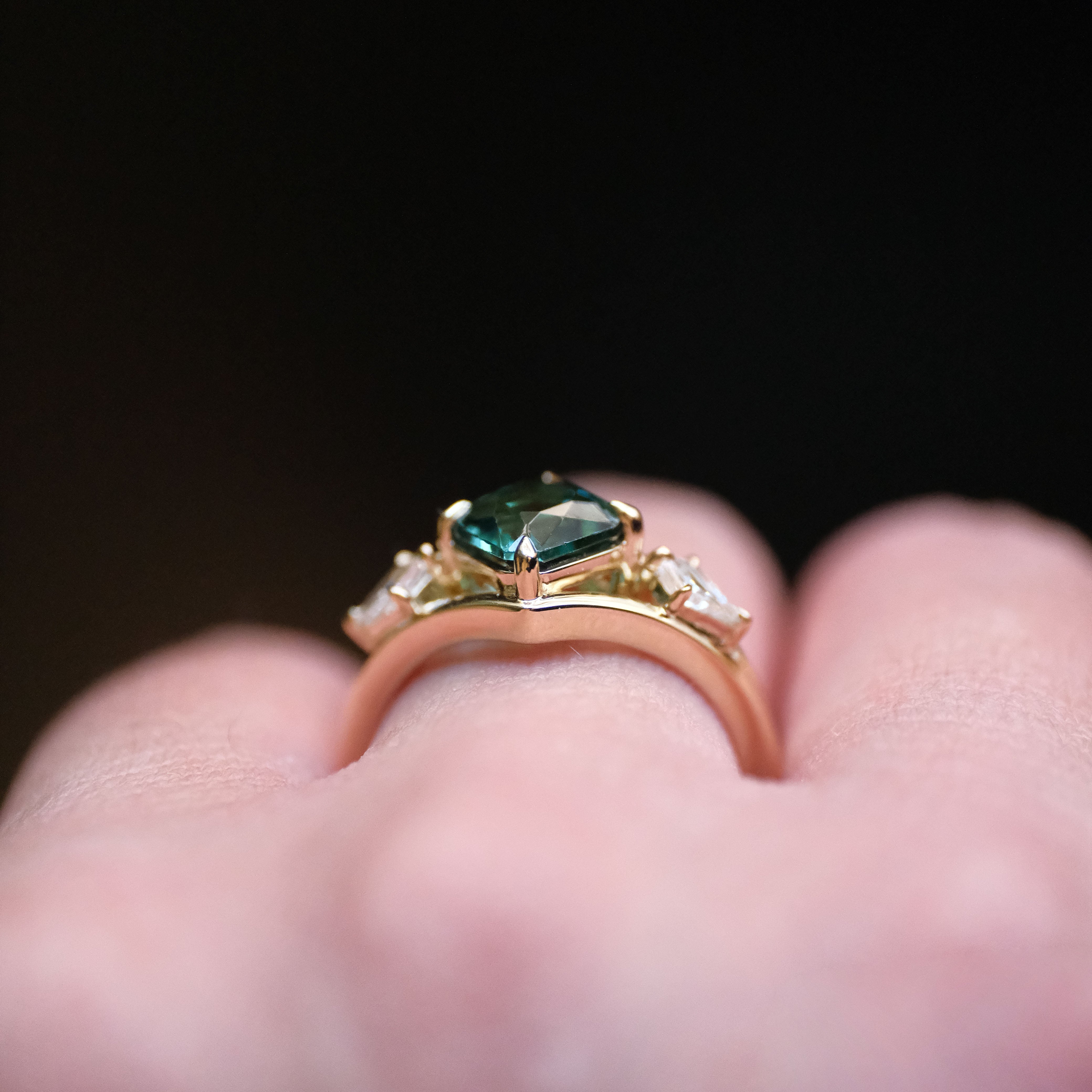 14k Green Tourmaline + Natural Diamond Ardara Ring