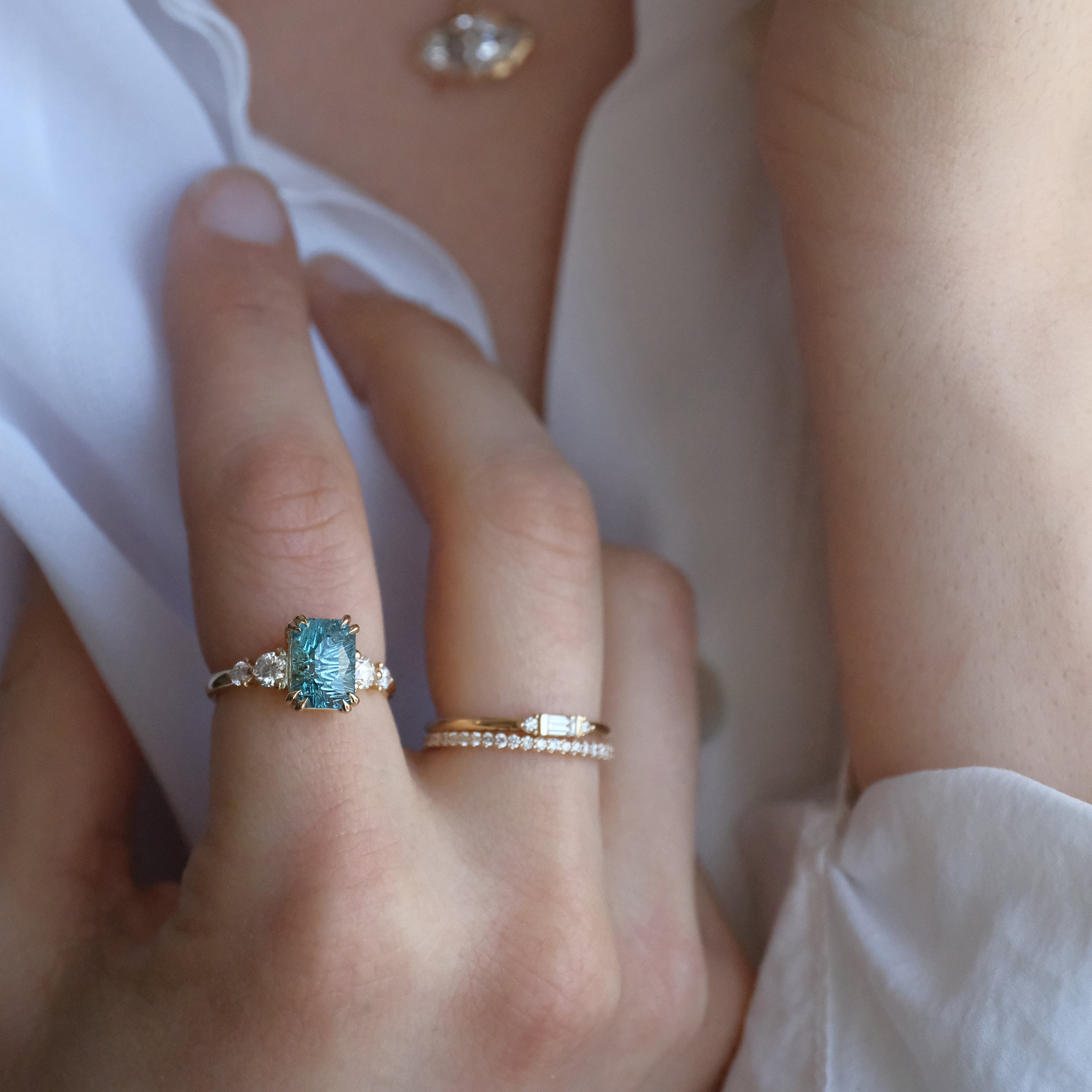 14k Blue Tourmaline + Natural Diamond Starstruck Ring - One of a Kind