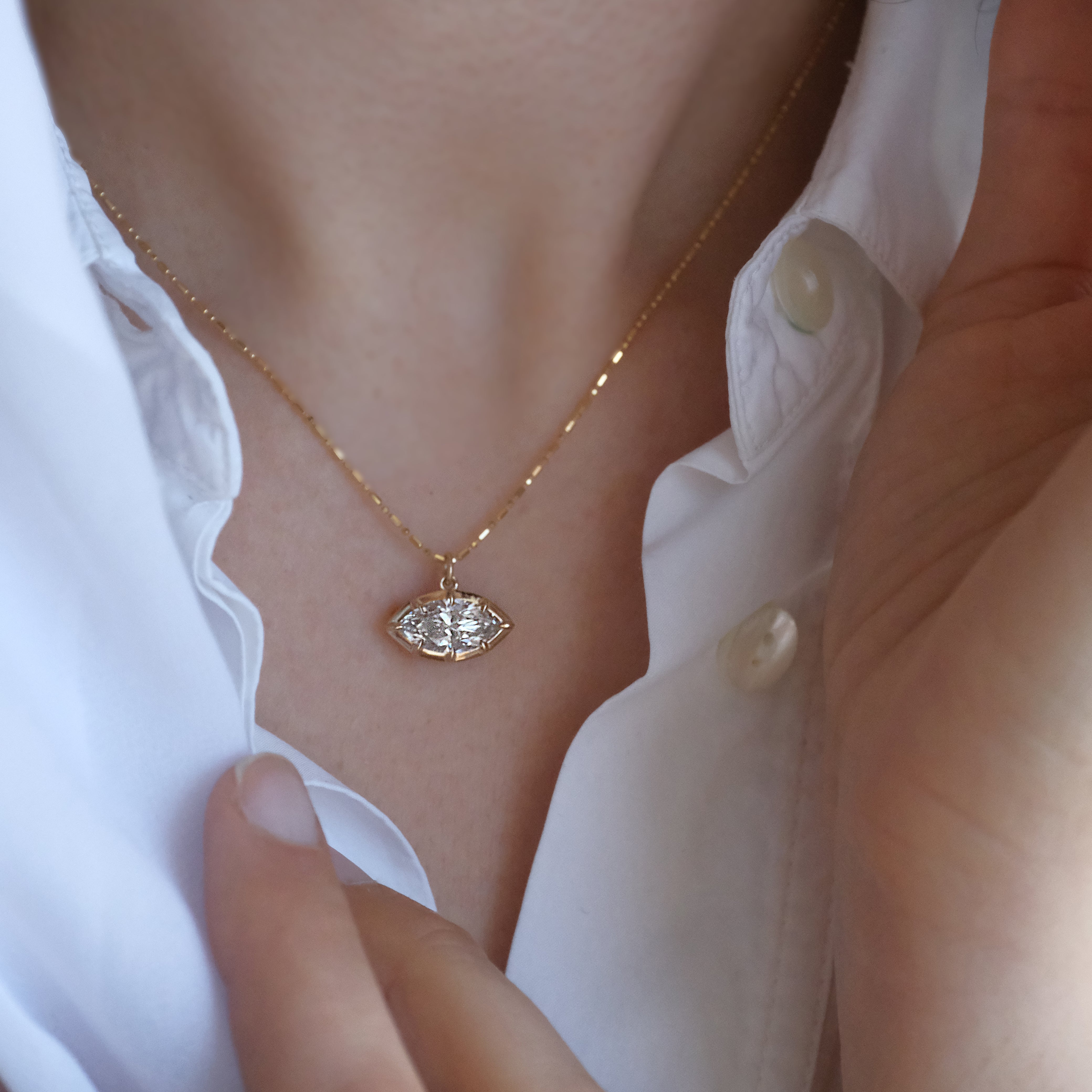 14k + Lab Diamond Ojo Necklace
