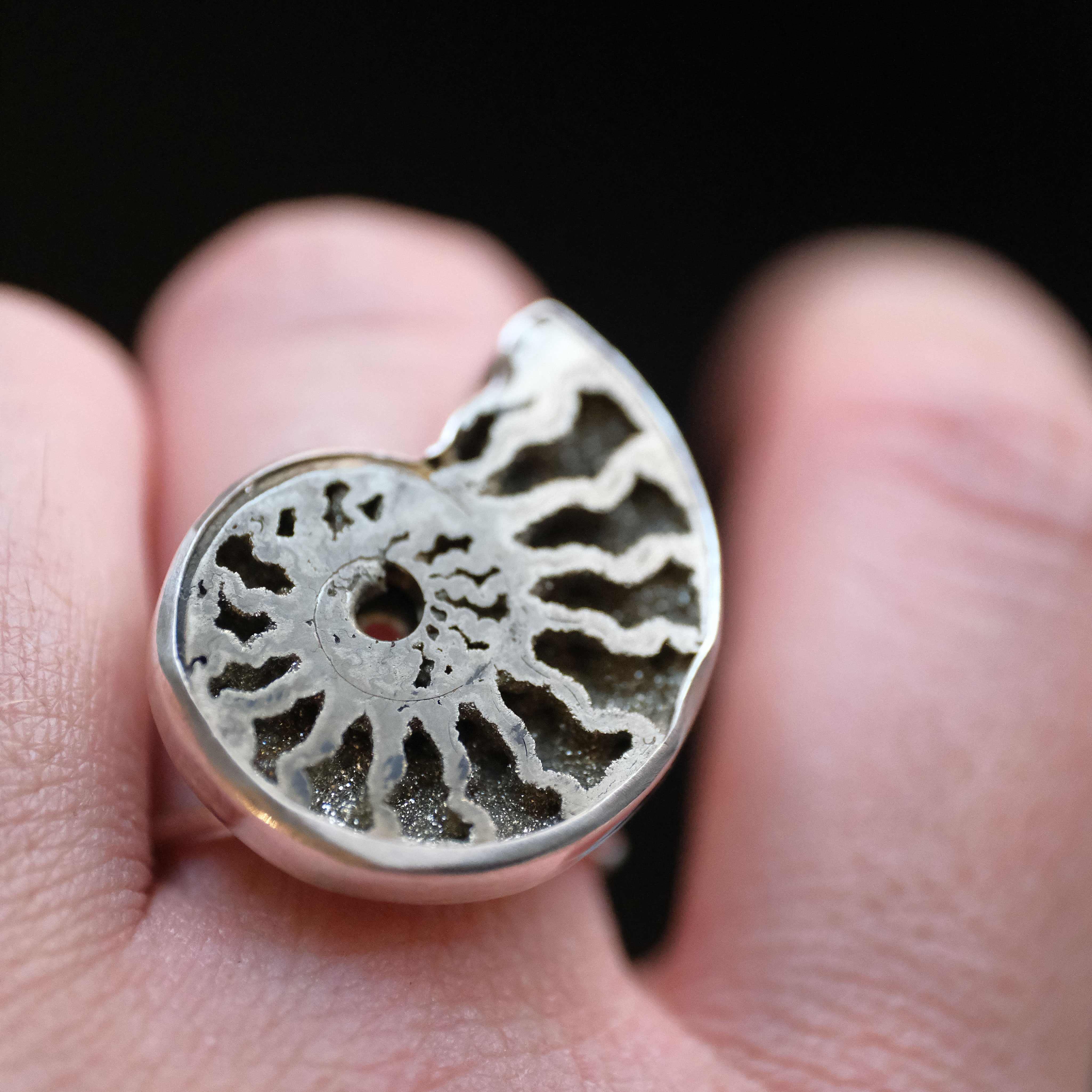 Pyrized Ammonite Fossil Ring (Size 7) - One of a Kind