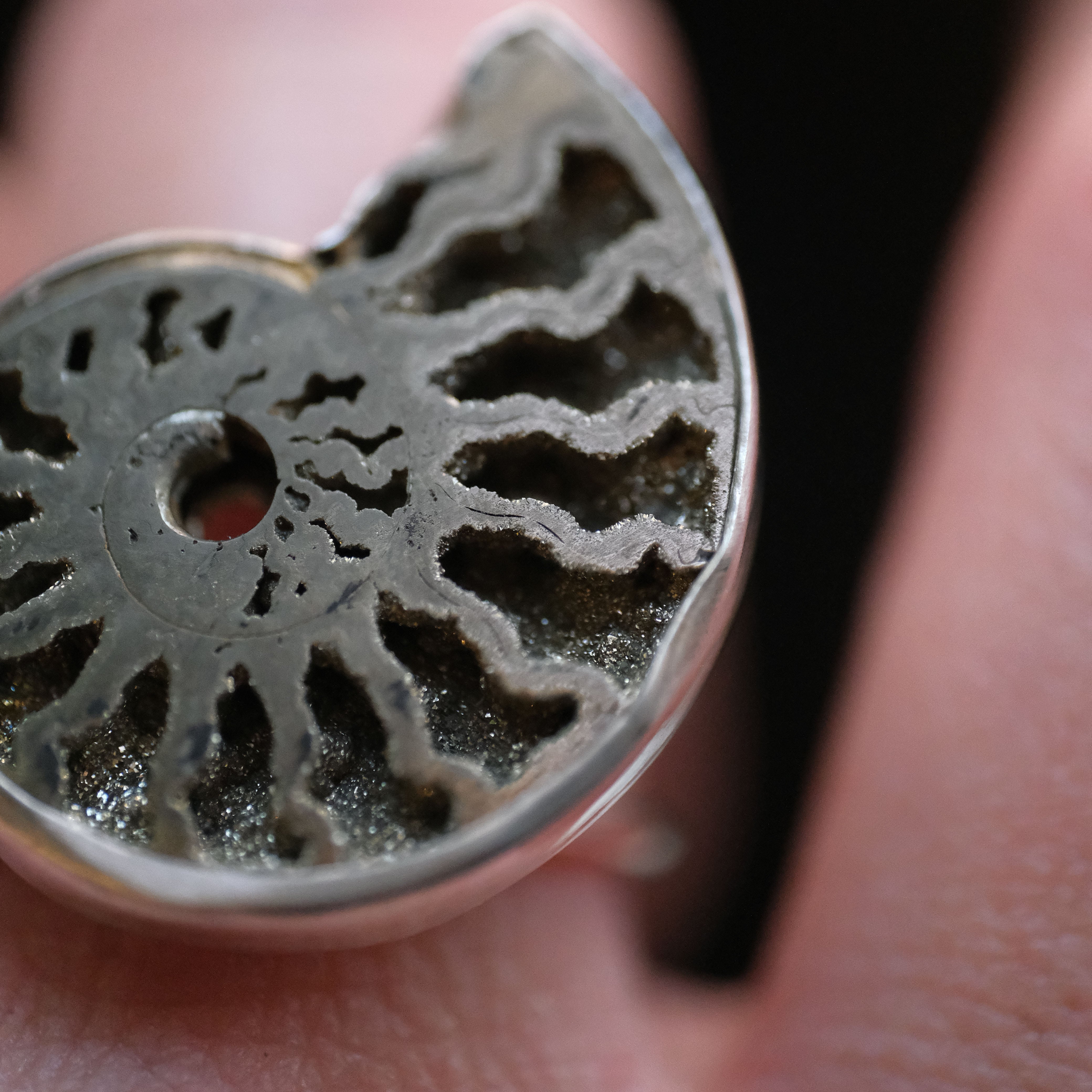 Pyrized Ammonite Fossil Ring (Size 7) - One of a Kind