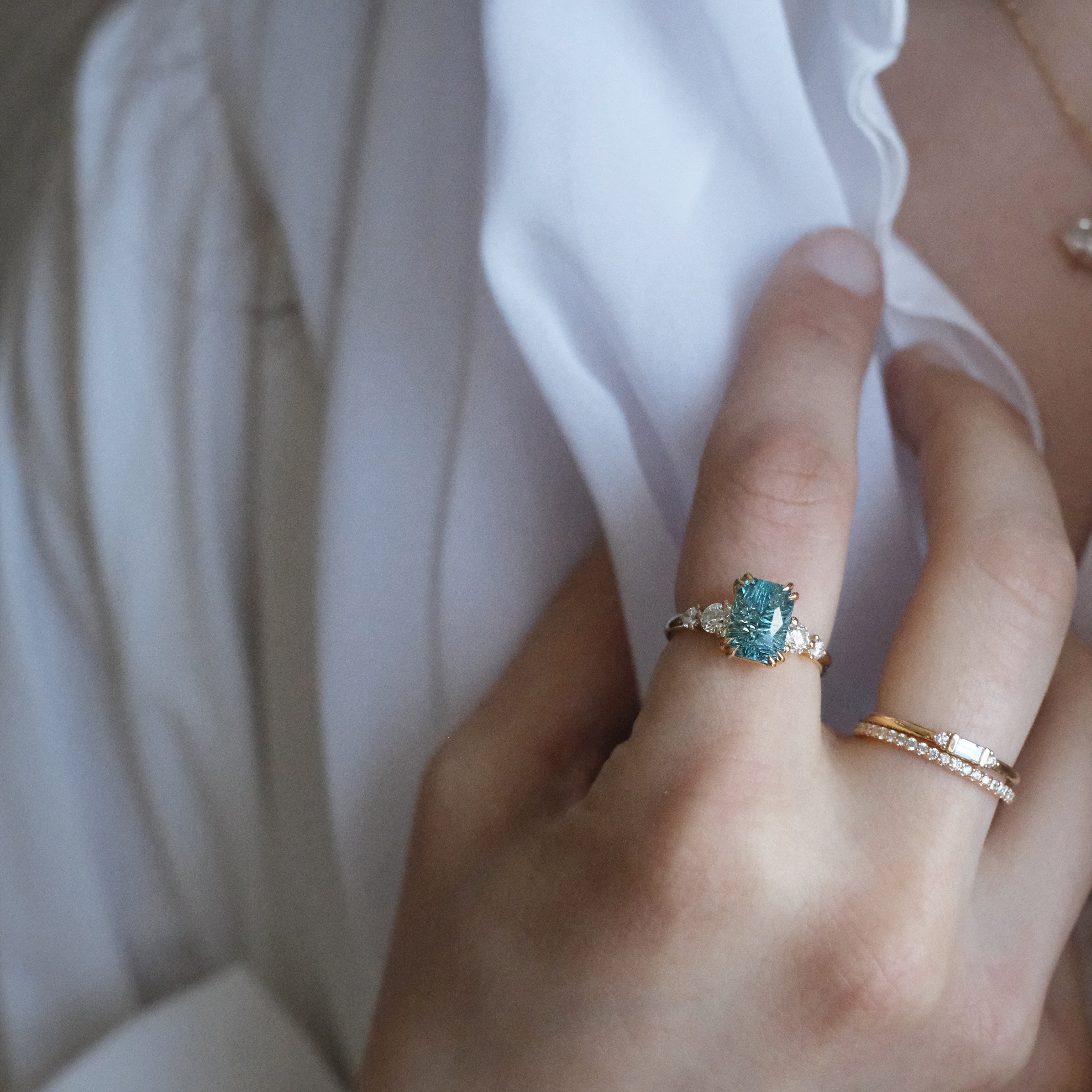 14k Blue Tourmaline + Natural Diamond Starstruck Ring - One of a Kind