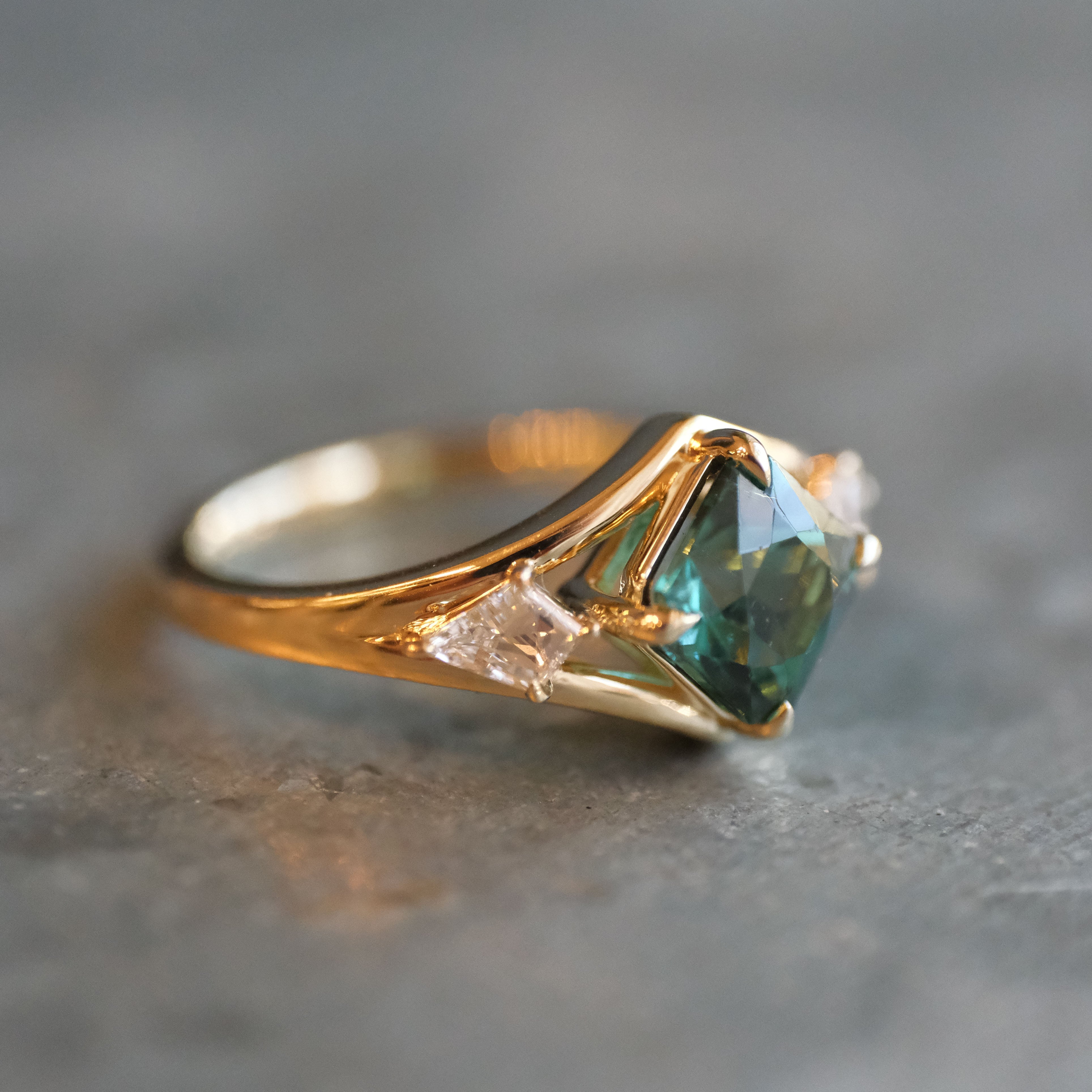 14k Green Tourmaline + Natural Diamond Ardara Ring