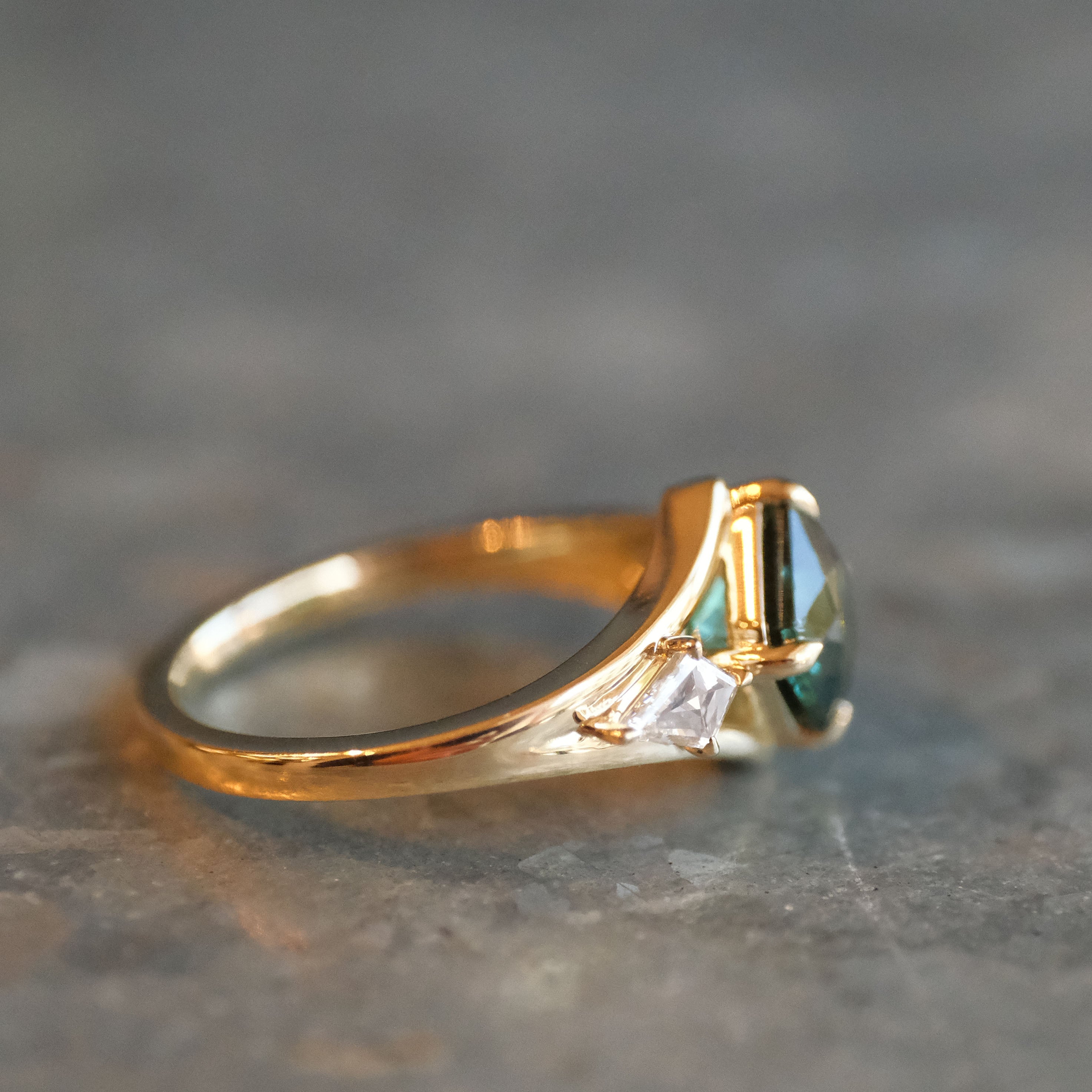 14k Green Tourmaline + Natural Diamond Ardara Ring