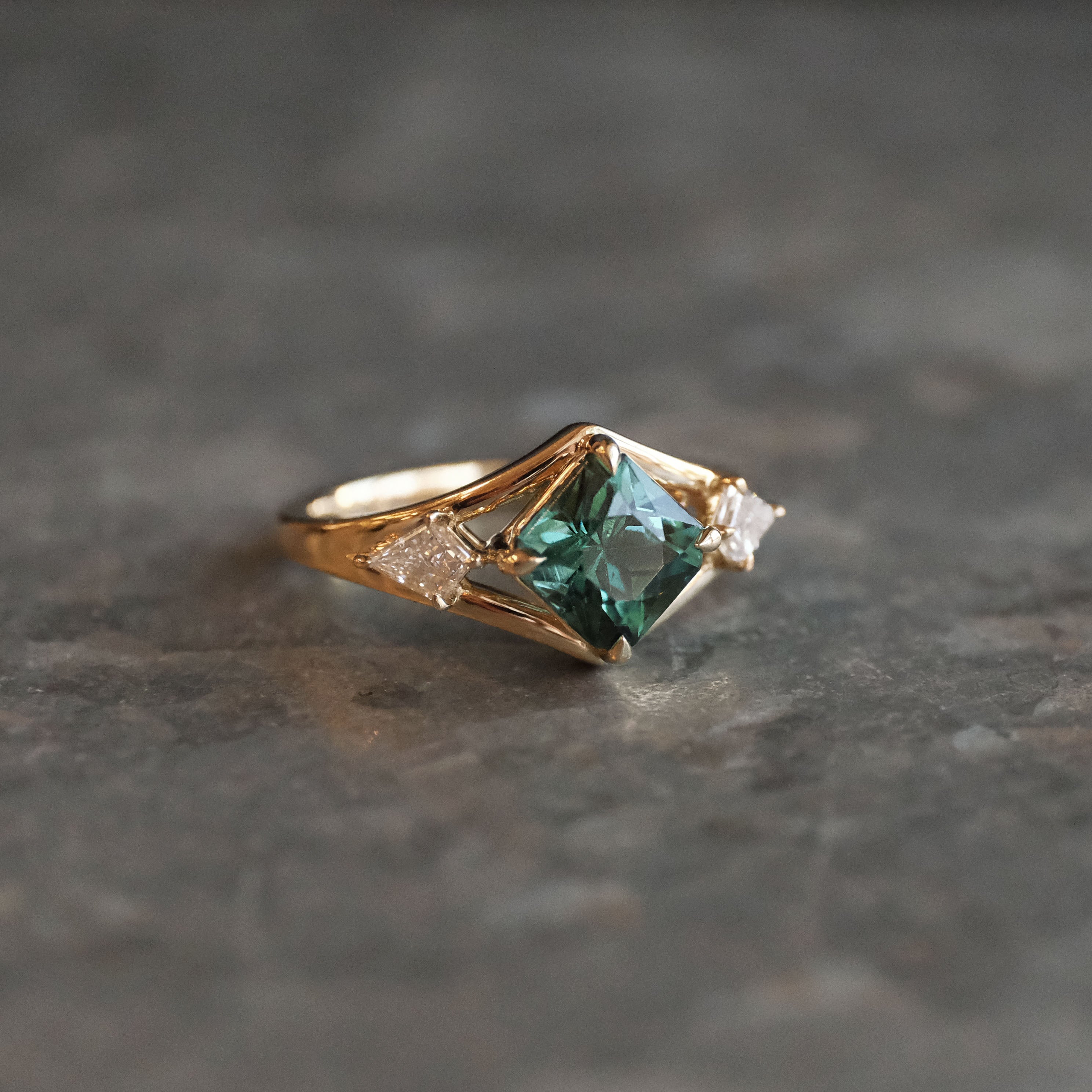 14k Green Tourmaline + Natural Diamond Ardara Ring