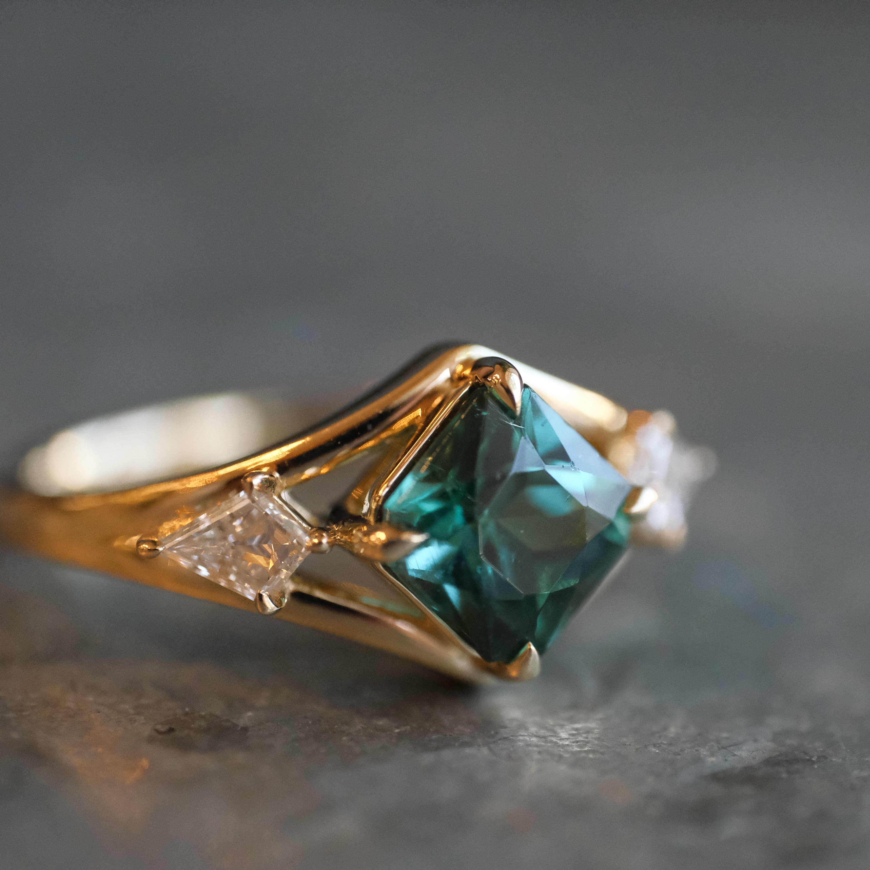 14k Green Tourmaline + Natural Diamond Ardara Ring