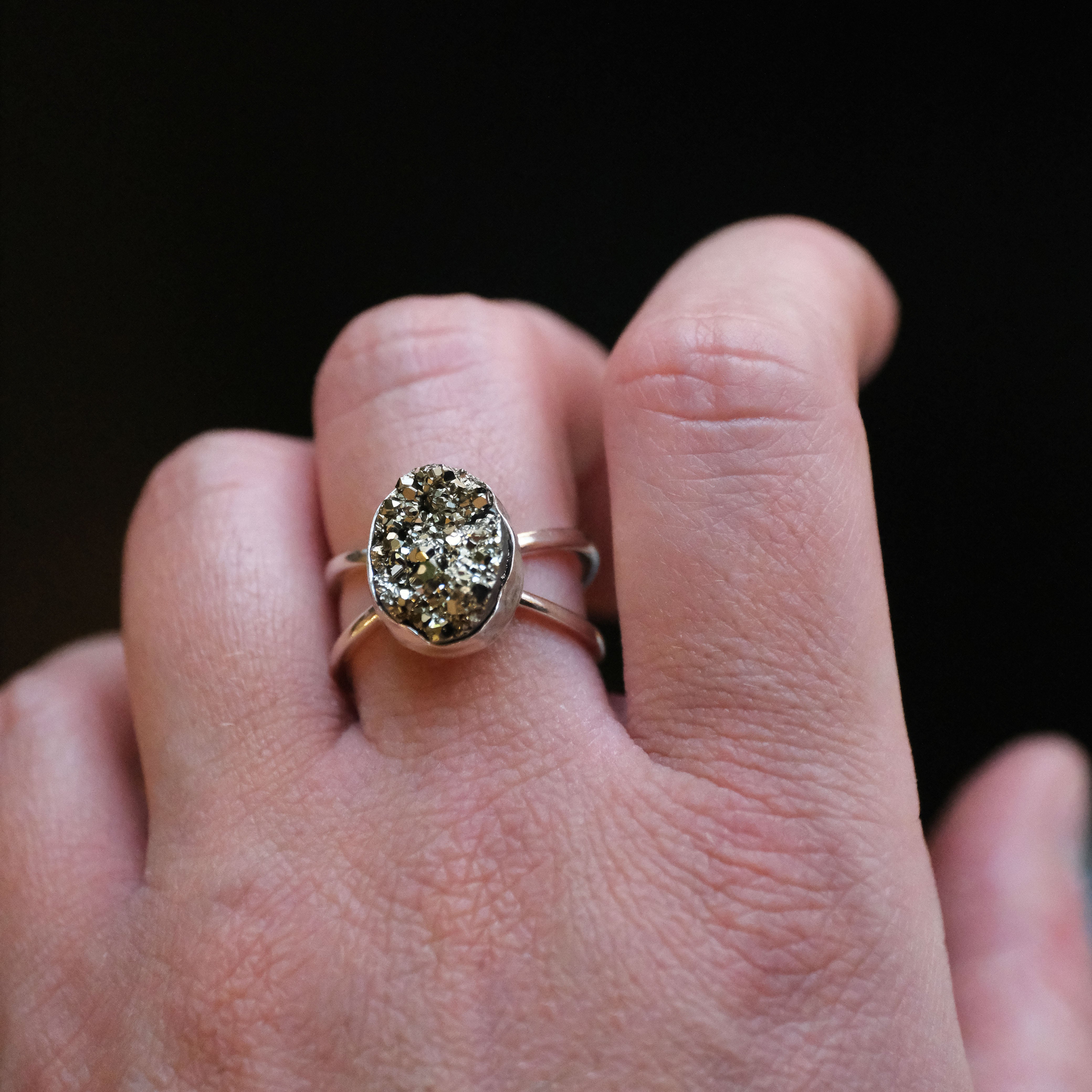 Pyrite Atom Ring (Size 8) - One of a Kind