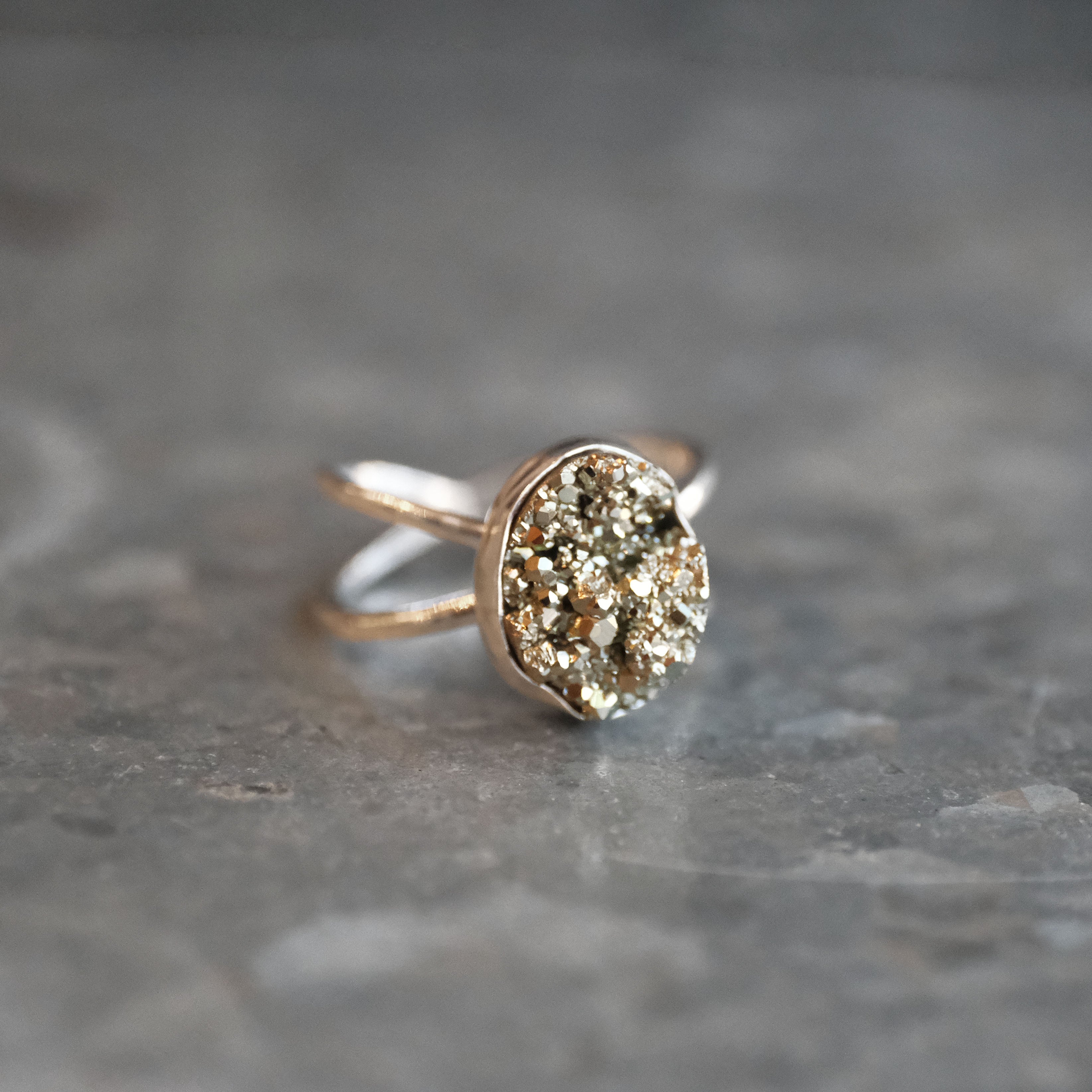 Pyrite Atom Ring (Size 8) - One of a Kind