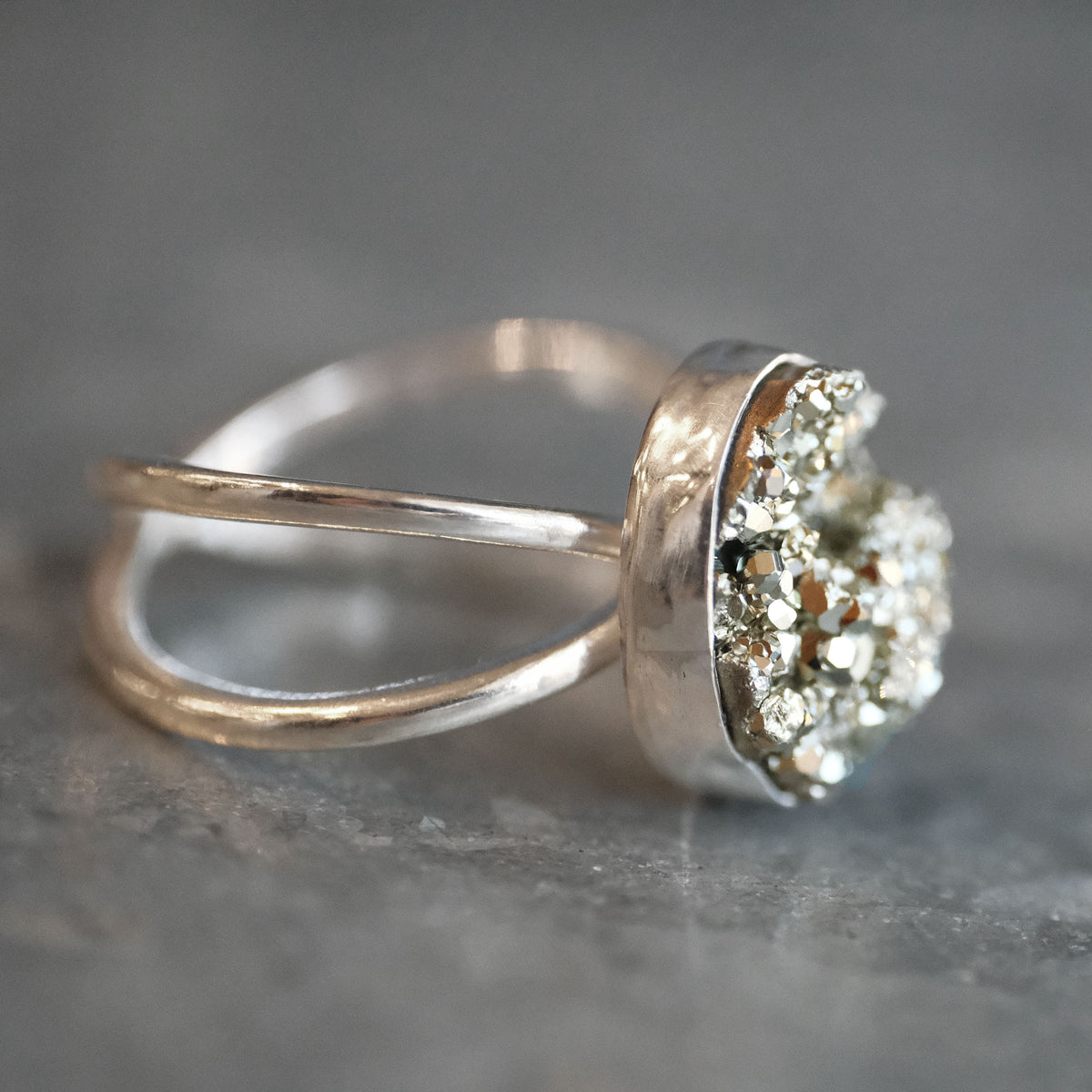 Pyrite Atom Ring (Size 8) - One of a Kind
