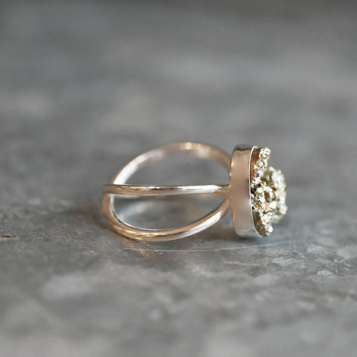 Pyrite Atom Ring (Size 8) - One of a Kind