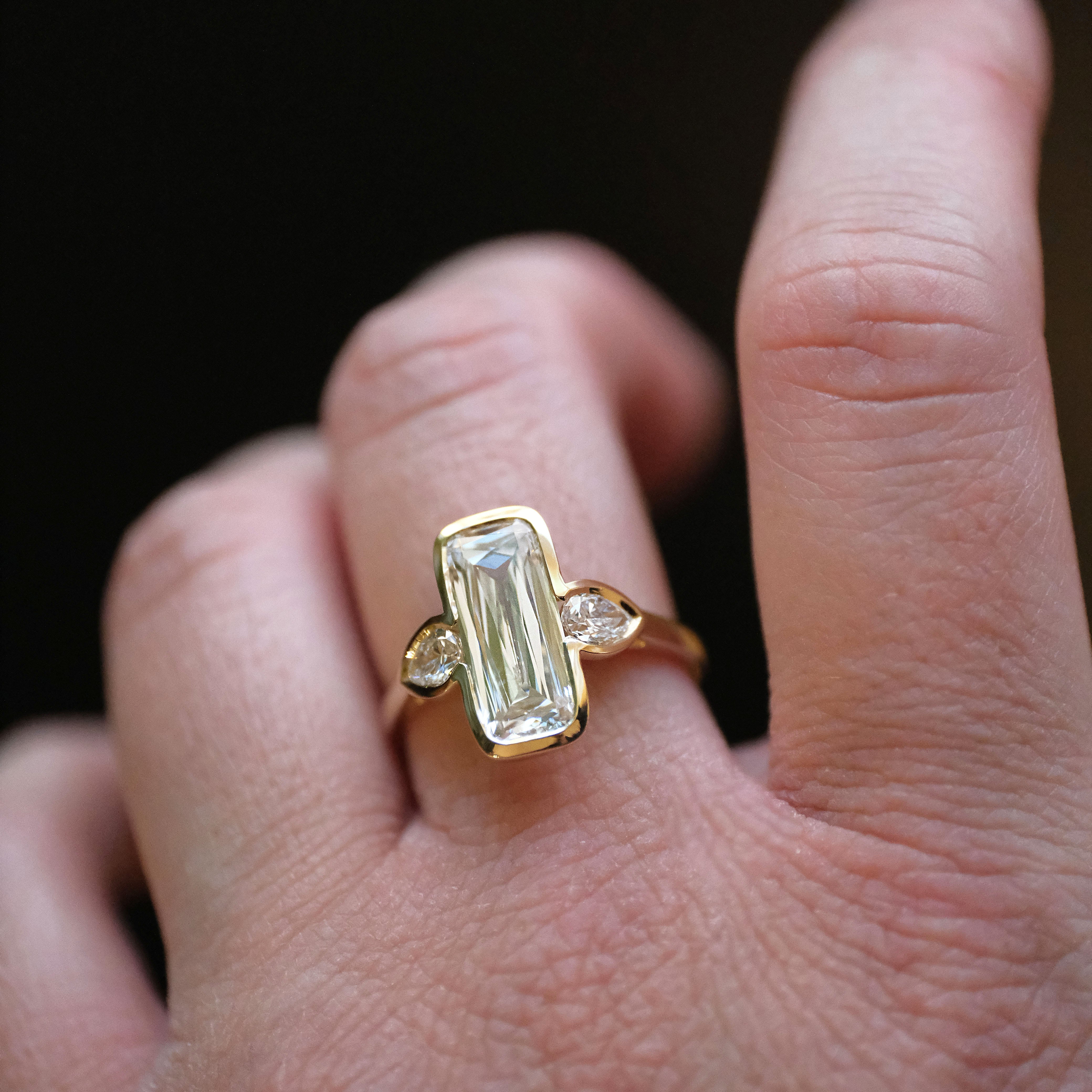 14k + Lab Diamond Ashoka Ring