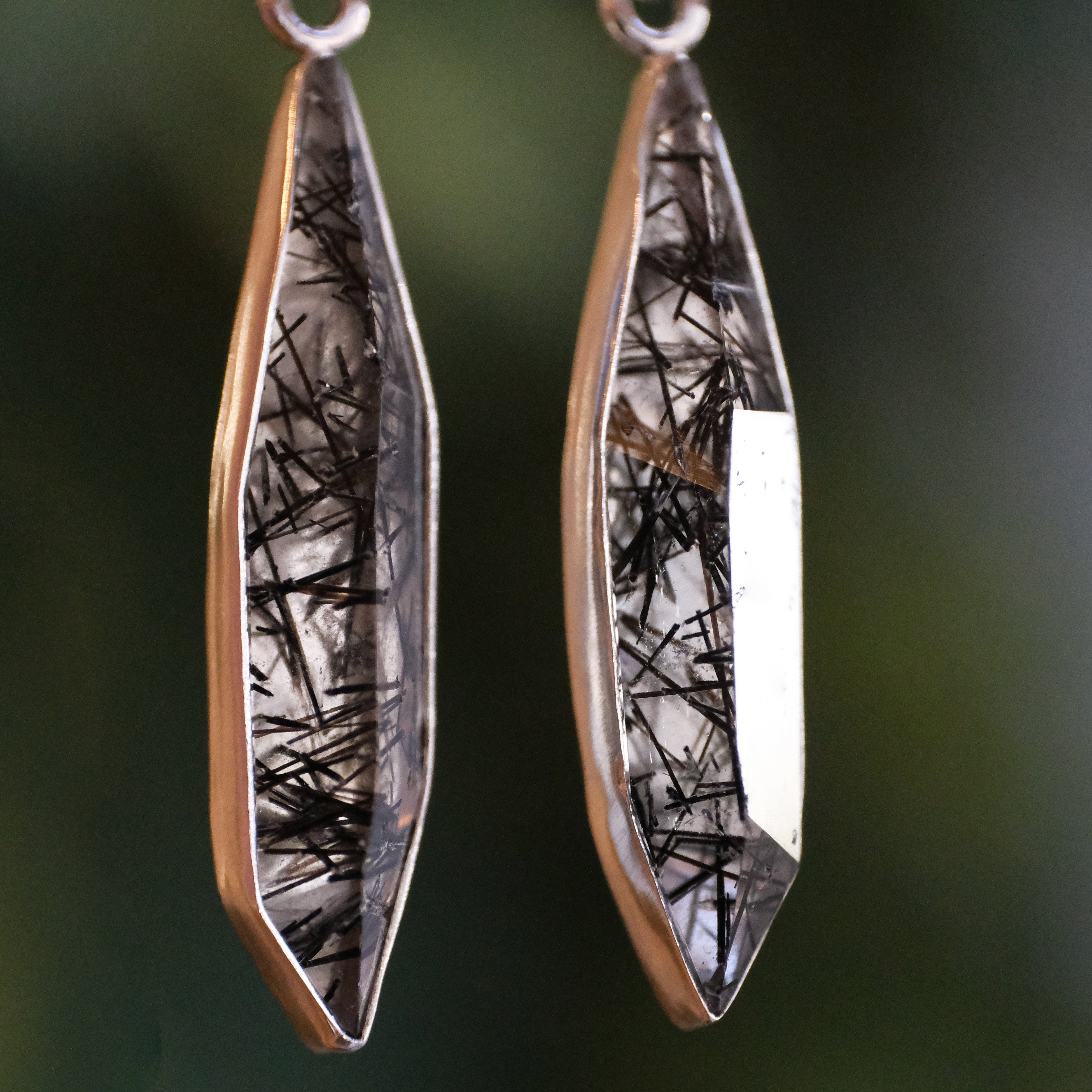 Tourmaline in Quartz Needle Earrings - One of a Kind