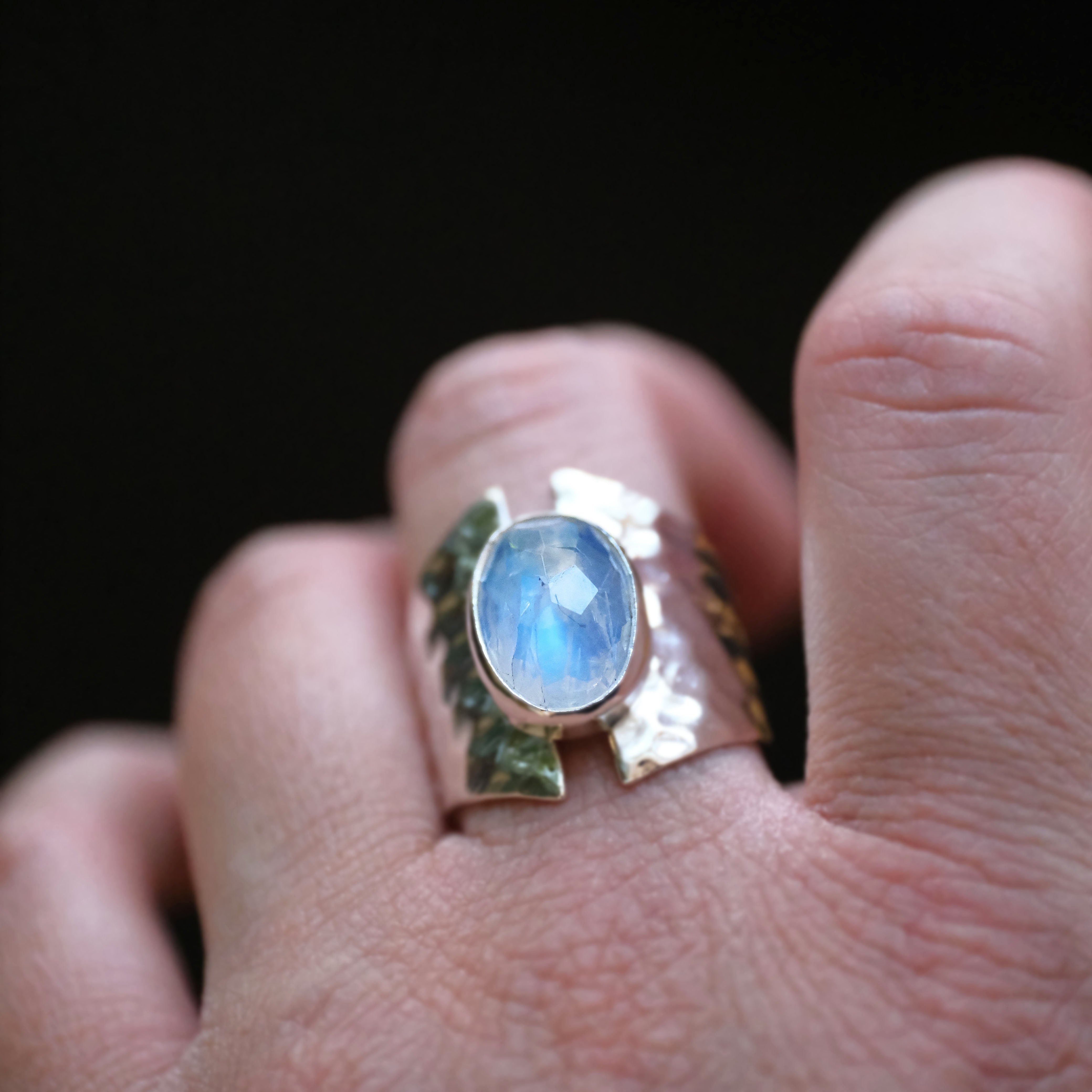 Moonstone Shield Ring (Size 8.5) - One of a Kind