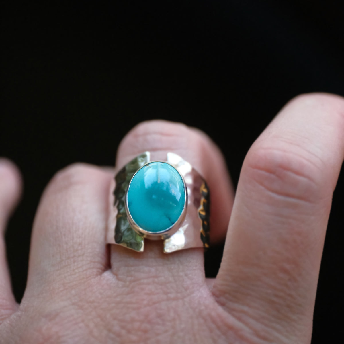 Turquoise Shield Ring (Size 8.5) - One of a Kind