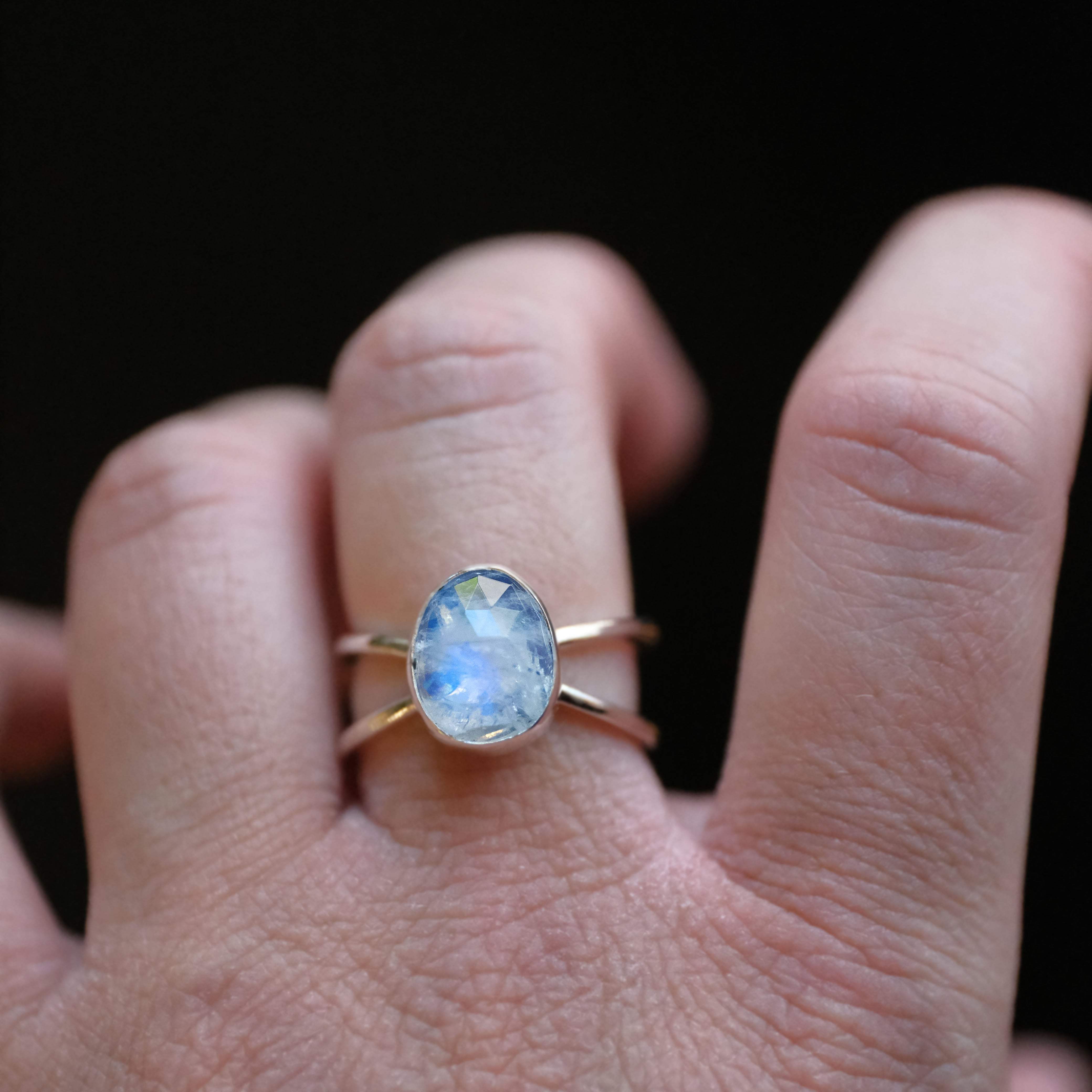 Moonstone Atom Ring (Size 7) - One of a Kind