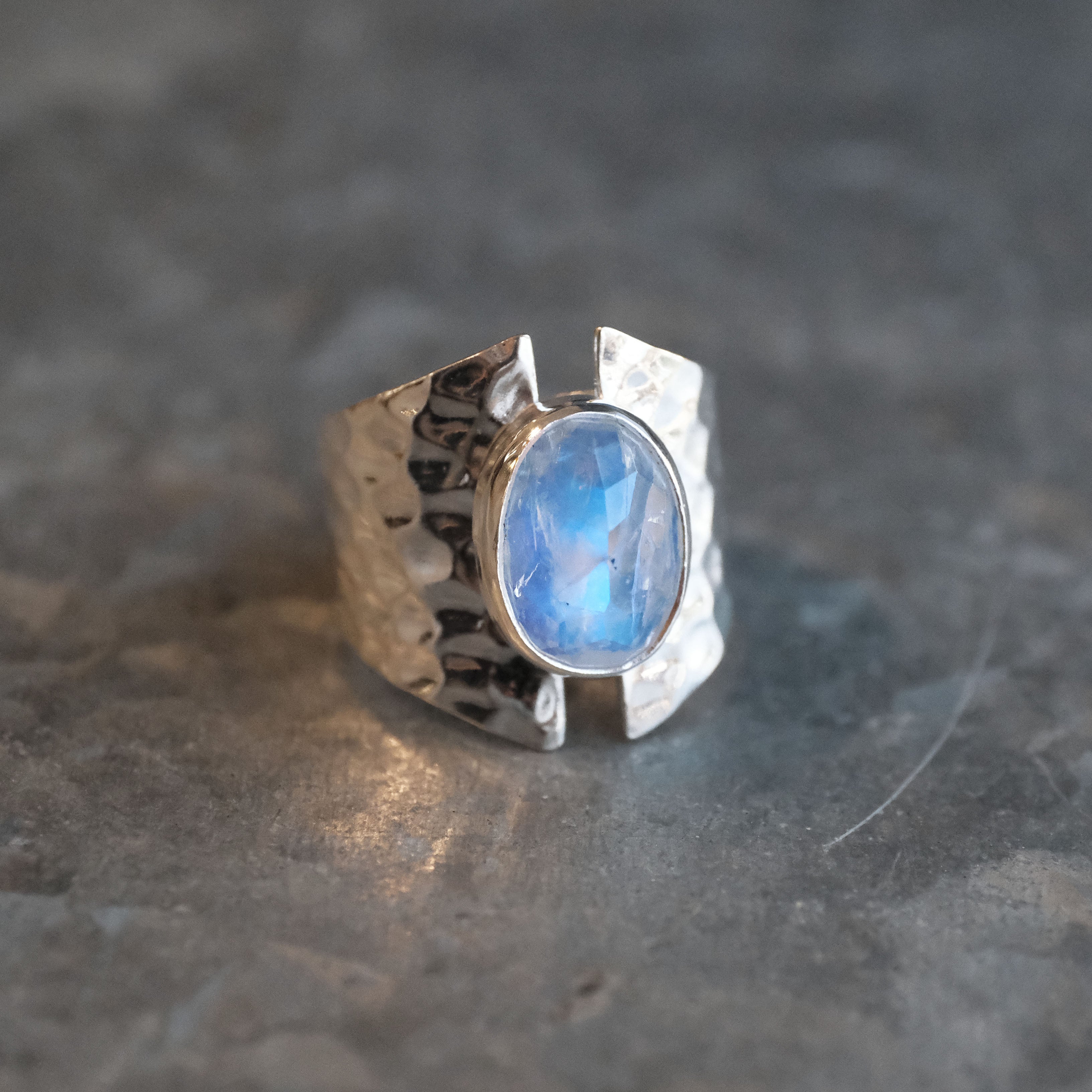 Moonstone Shield Ring (Size 8.5) - One of a Kind