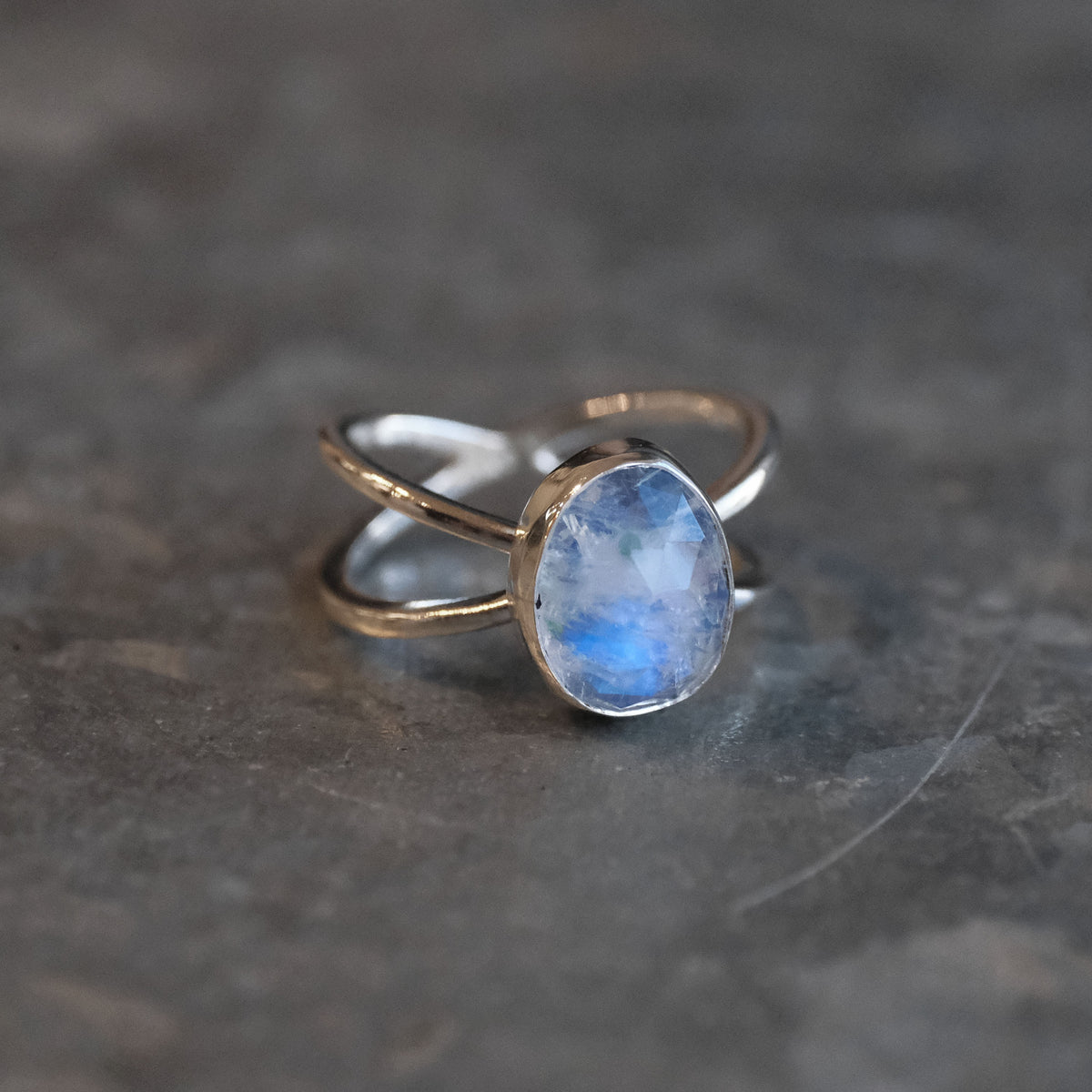 Moonstone Atom Ring (Size 7) - One of a Kind