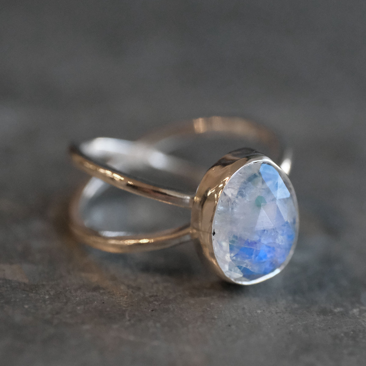 Moonstone Atom Ring (Size 7) - One of a Kind