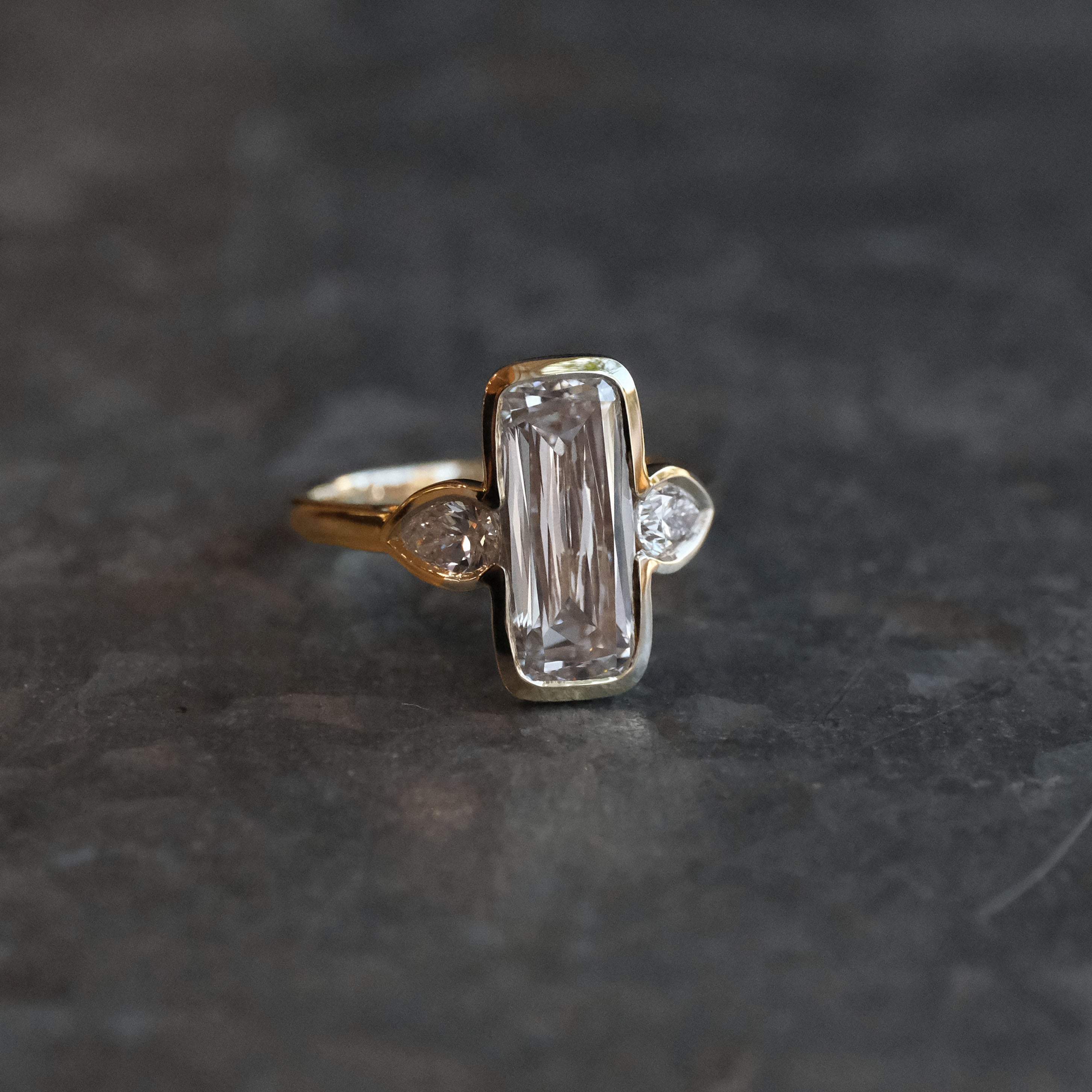 14k + Lab Diamond Ashoka Ring