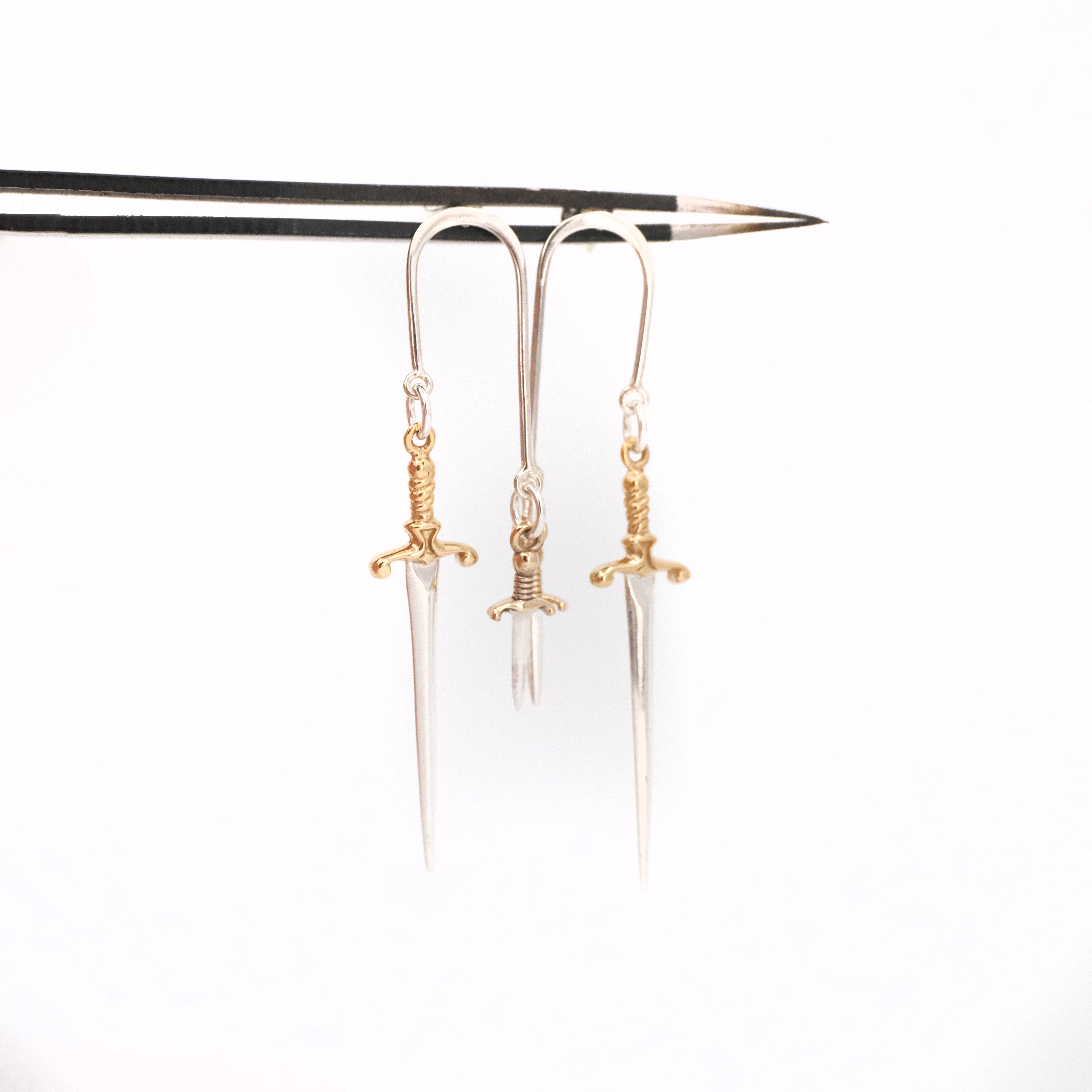 Orleans Bronze + Sterling Sword Earrings