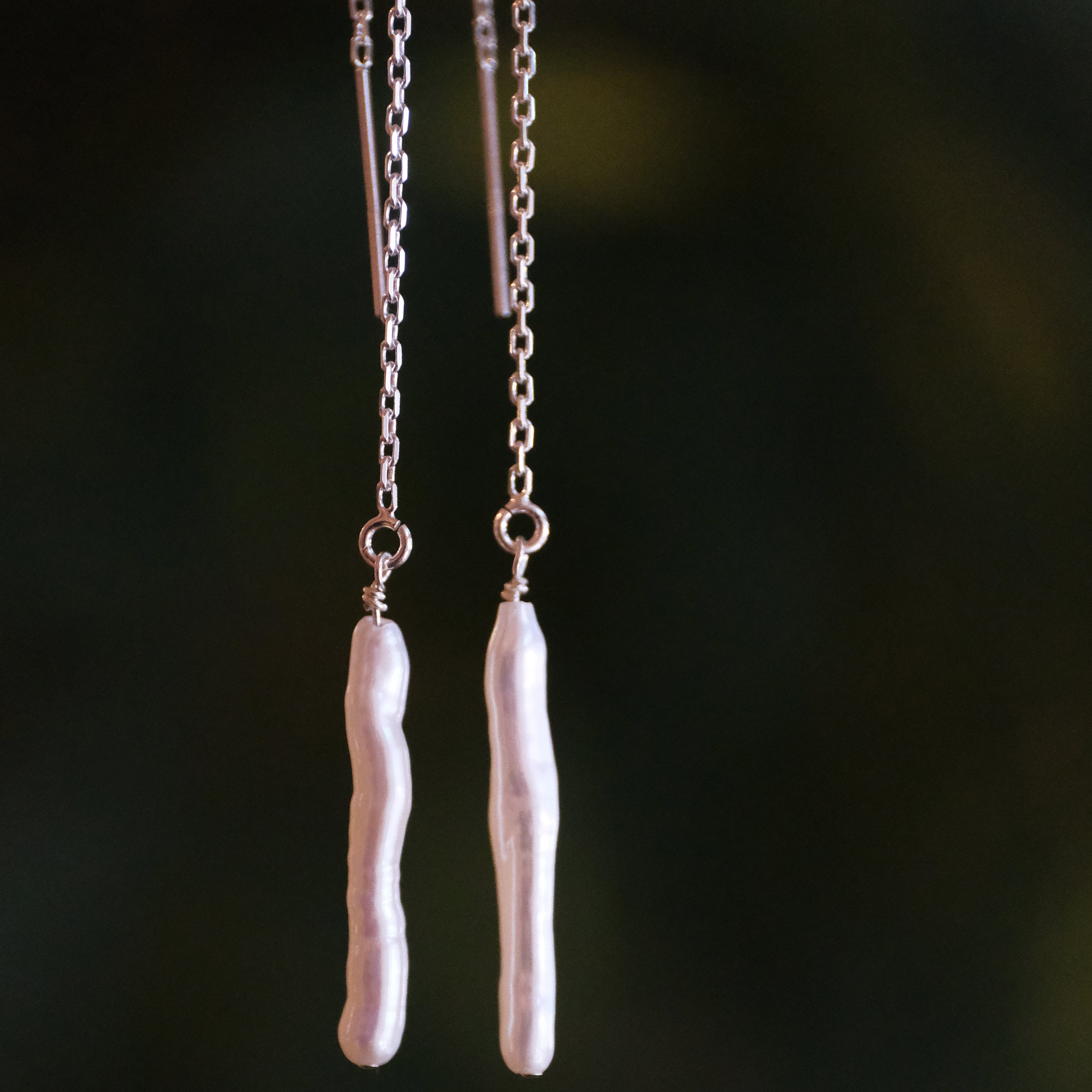 Freshwater Pearl + Sterling Linea Earrings