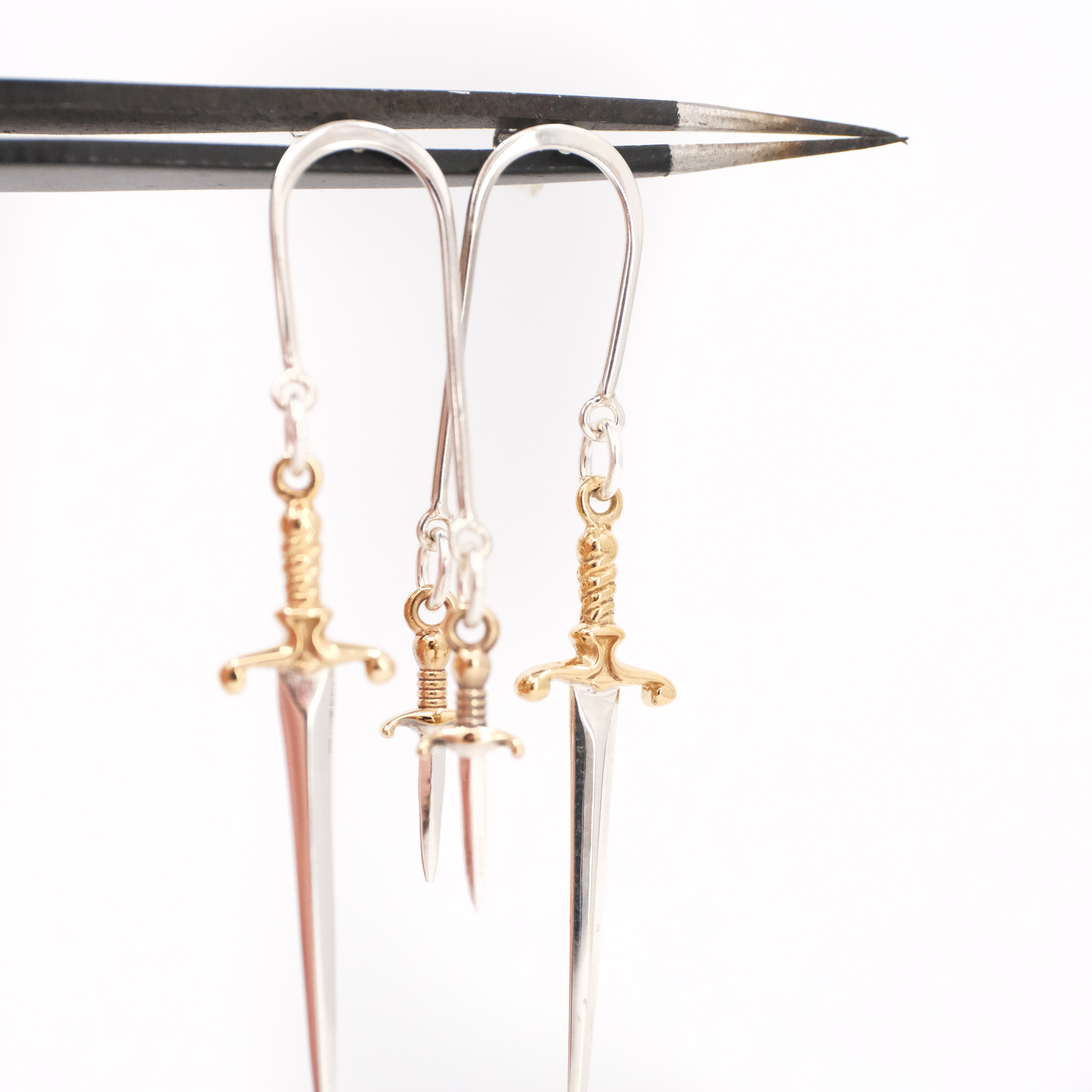 Orleans Bronze + Sterling Sword Earrings