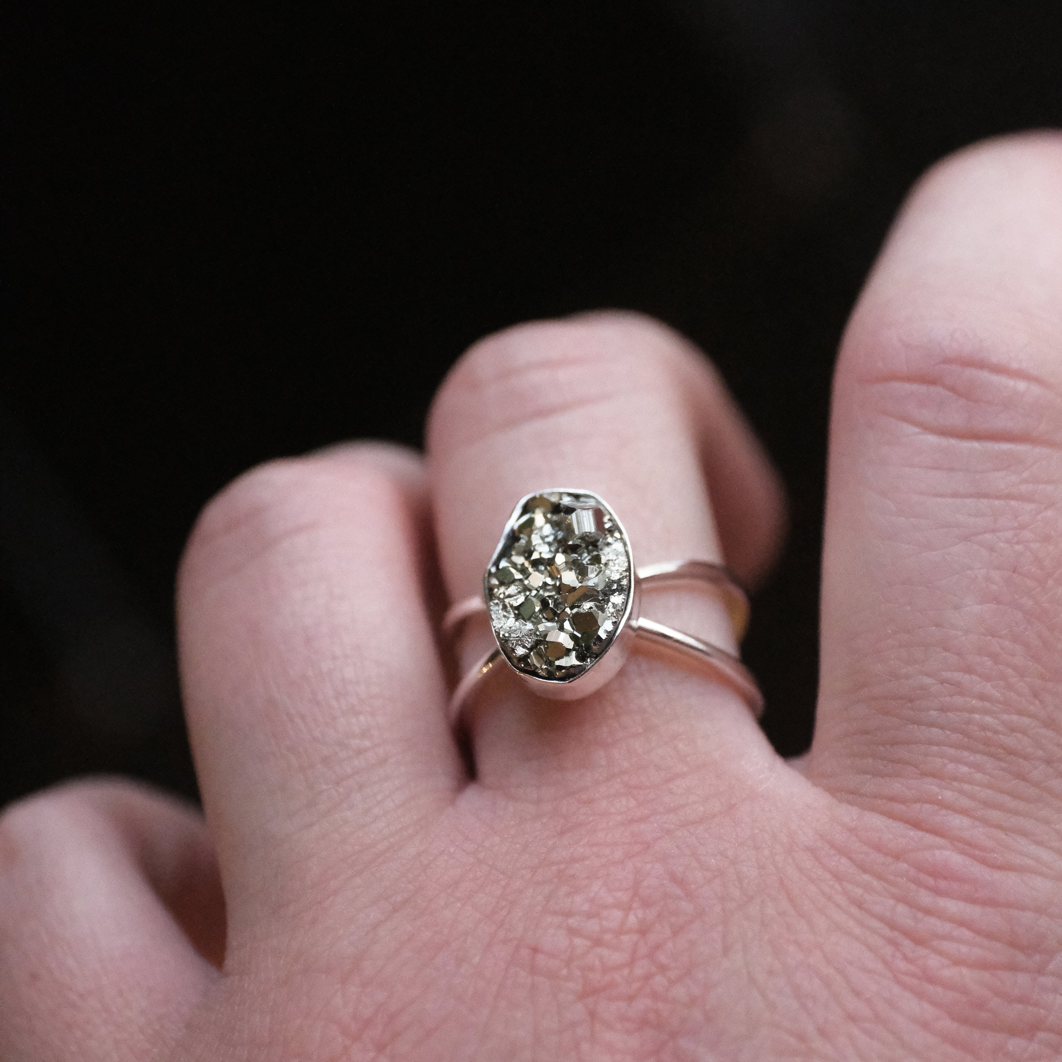Pyrite Atom Ring (Size 8) - One of a Kind