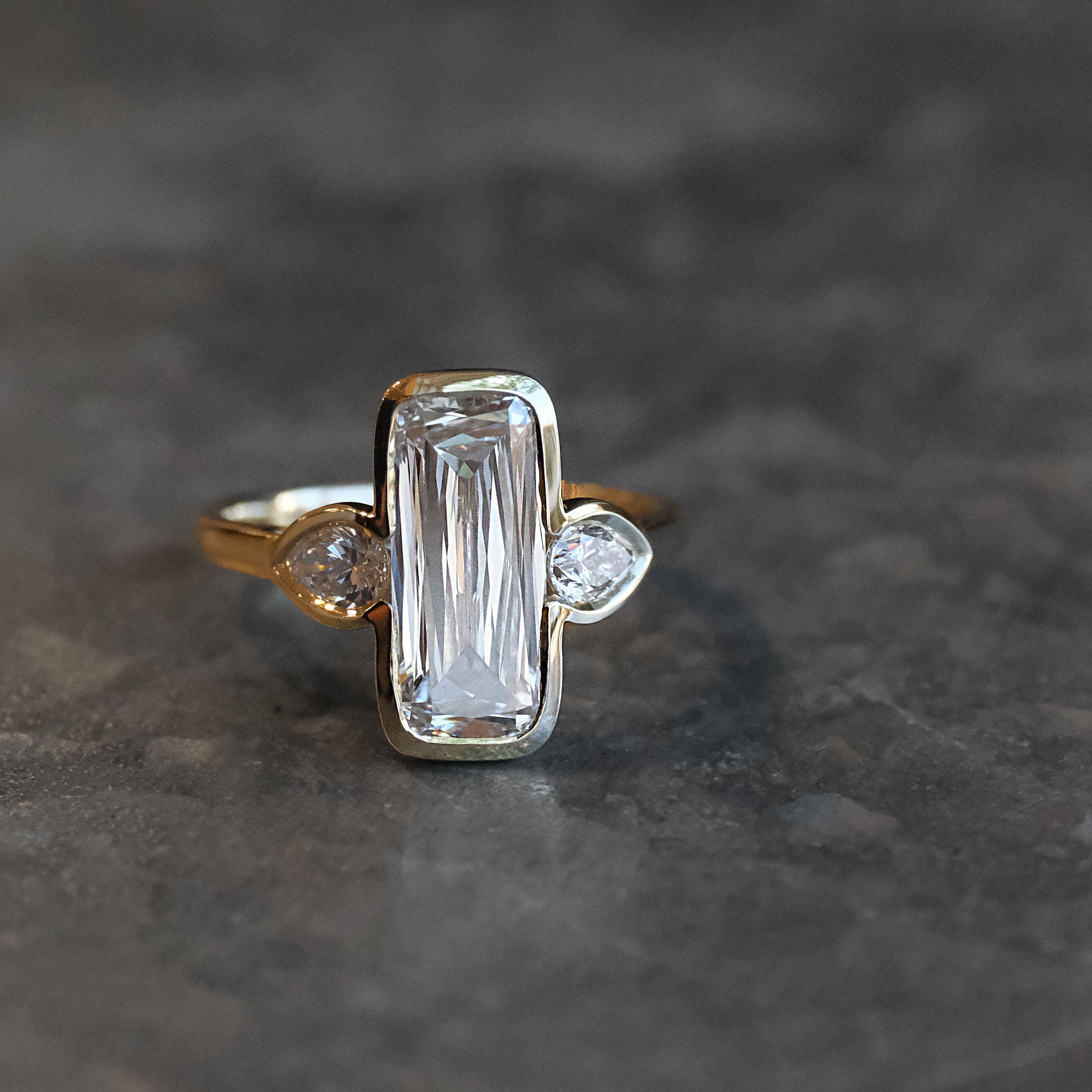 14k + Lab Diamond Ashoka Ring