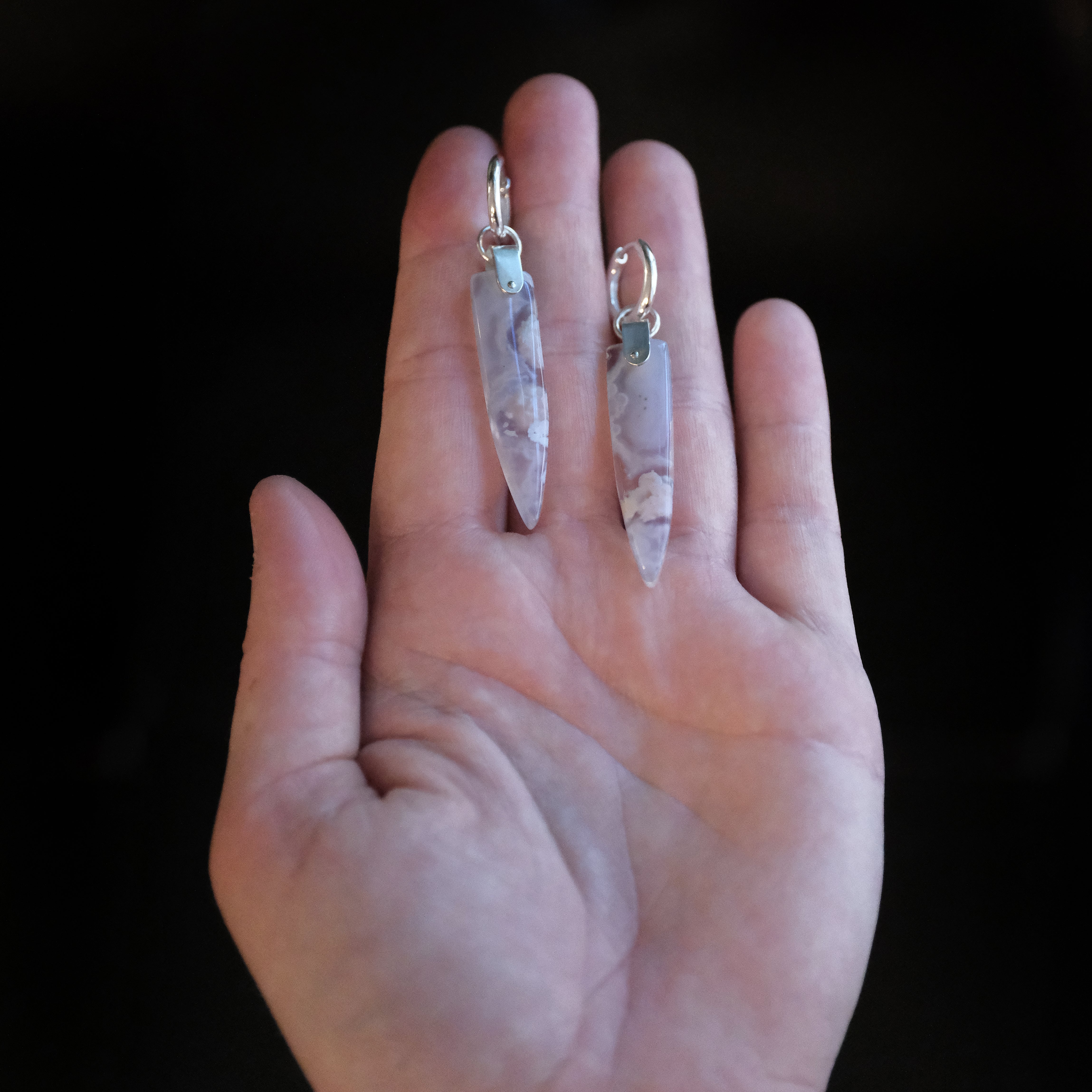 Cherry Blossom Agate Saddle Huggers - One of a Kind