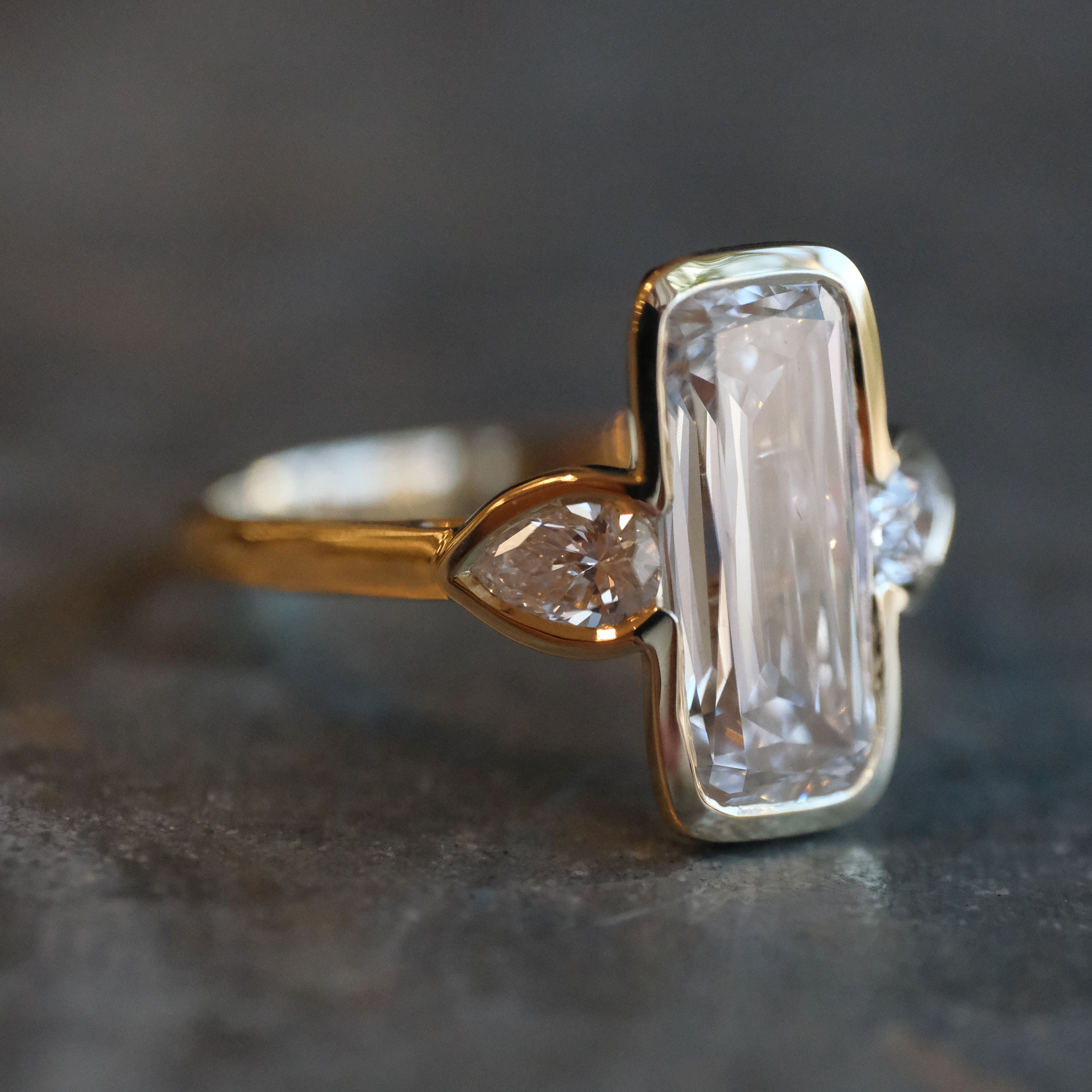 14k + Lab Diamond Ashoka Ring