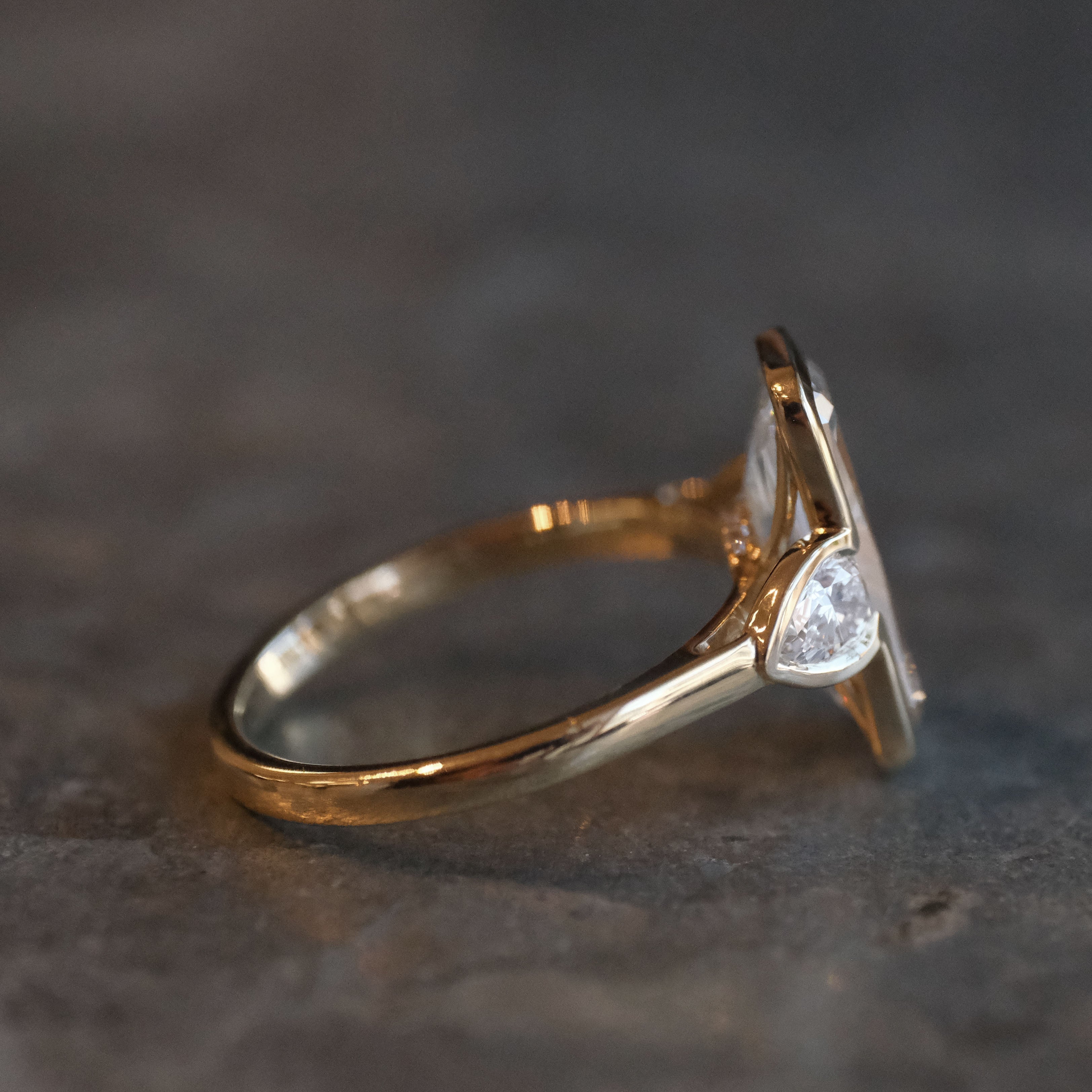 14k + Lab Diamond Ashoka Ring
