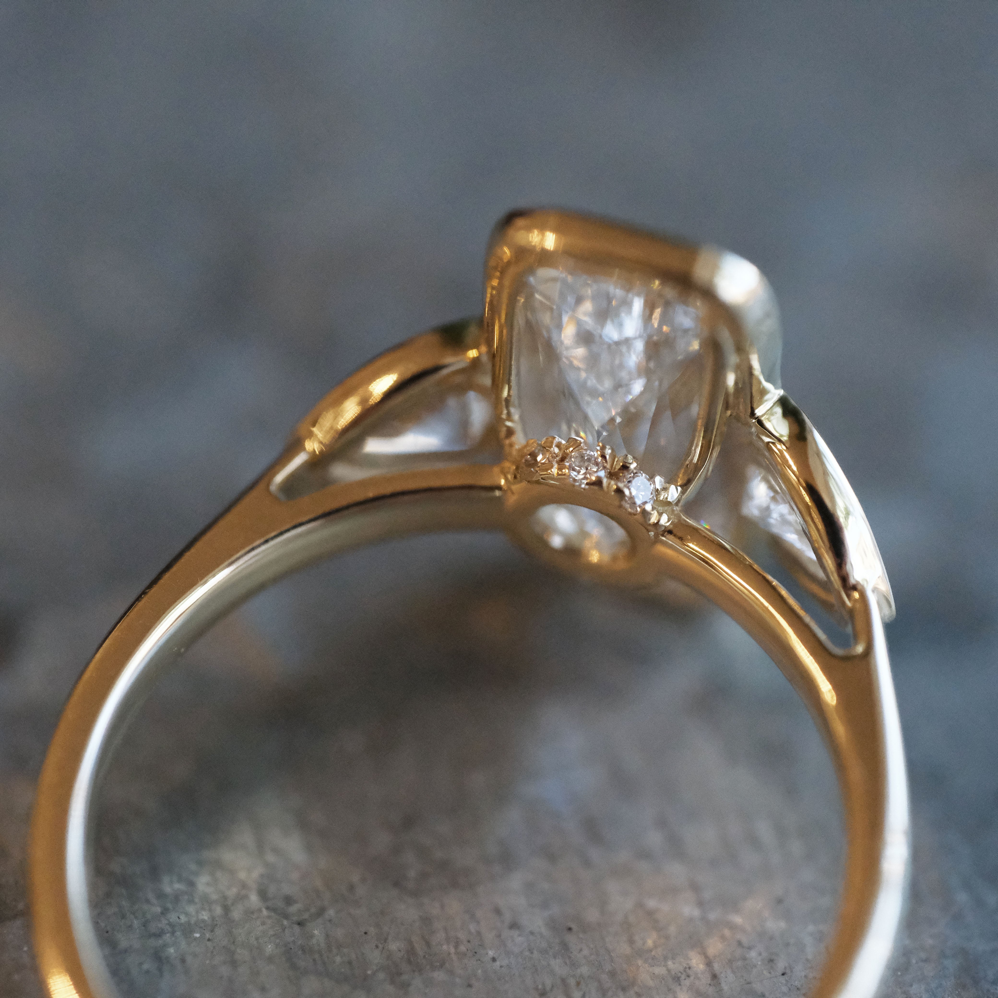 14k + Lab Diamond Ashoka Ring