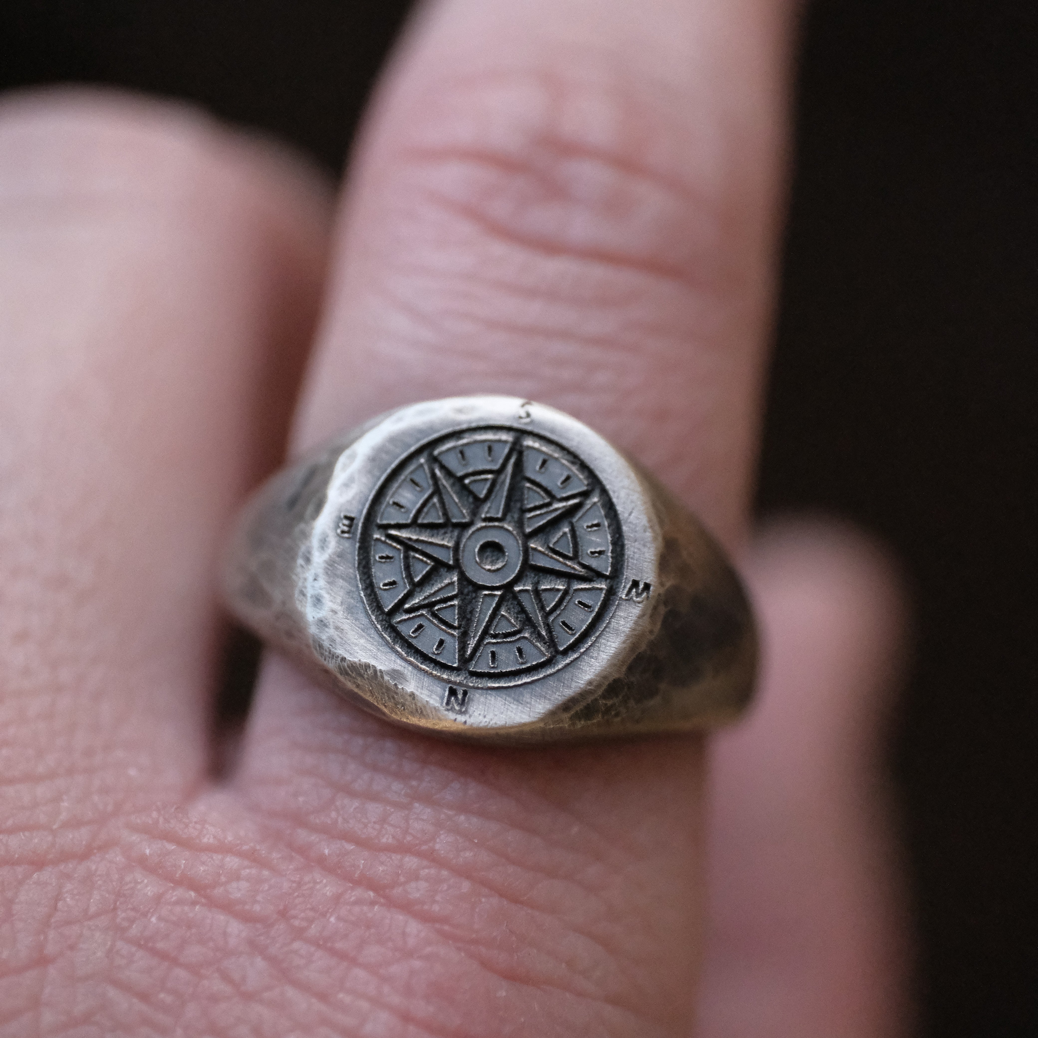 Sterling Compass Ring (Size 10)