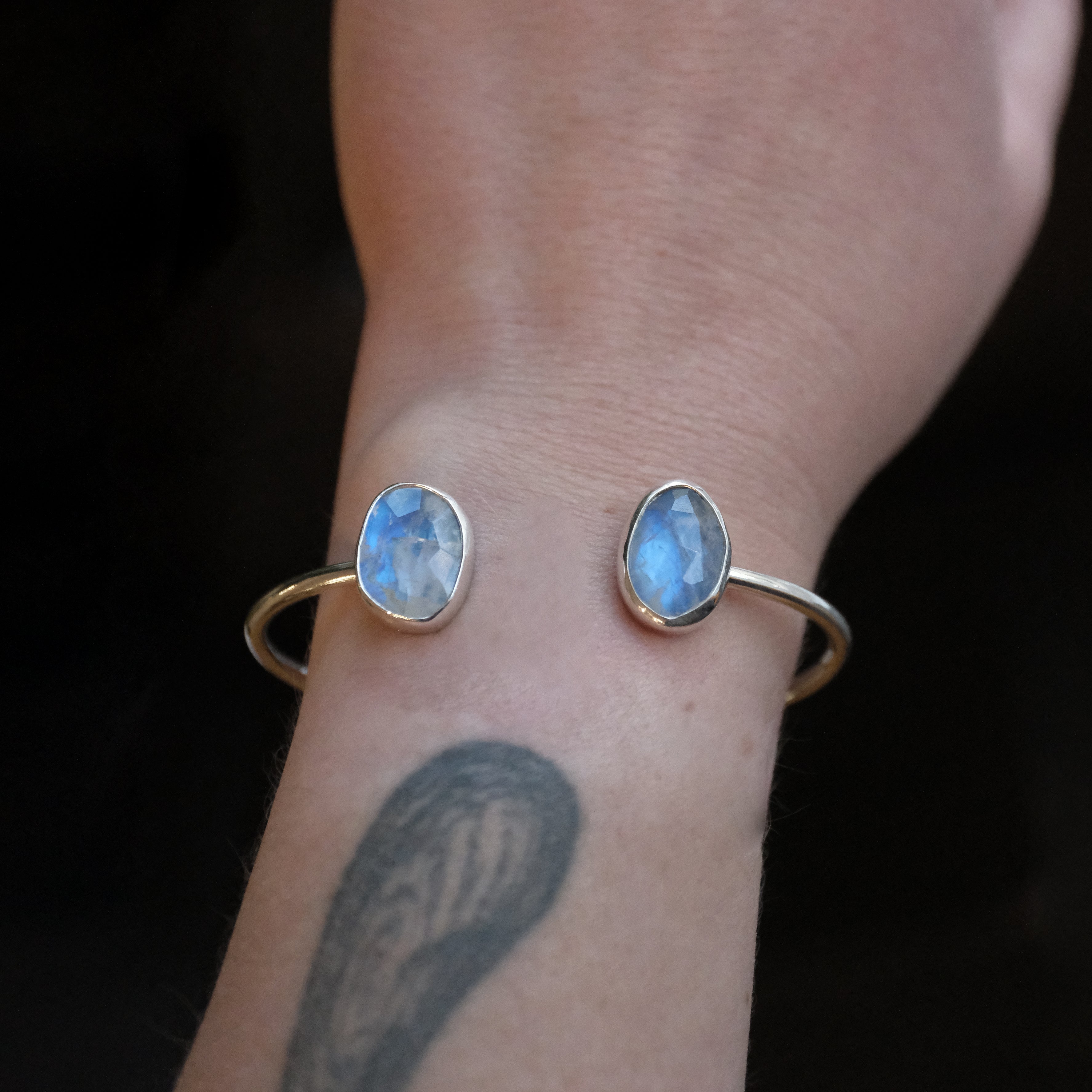 Rainbow Moonstone Duo Cuff - One of a Kind