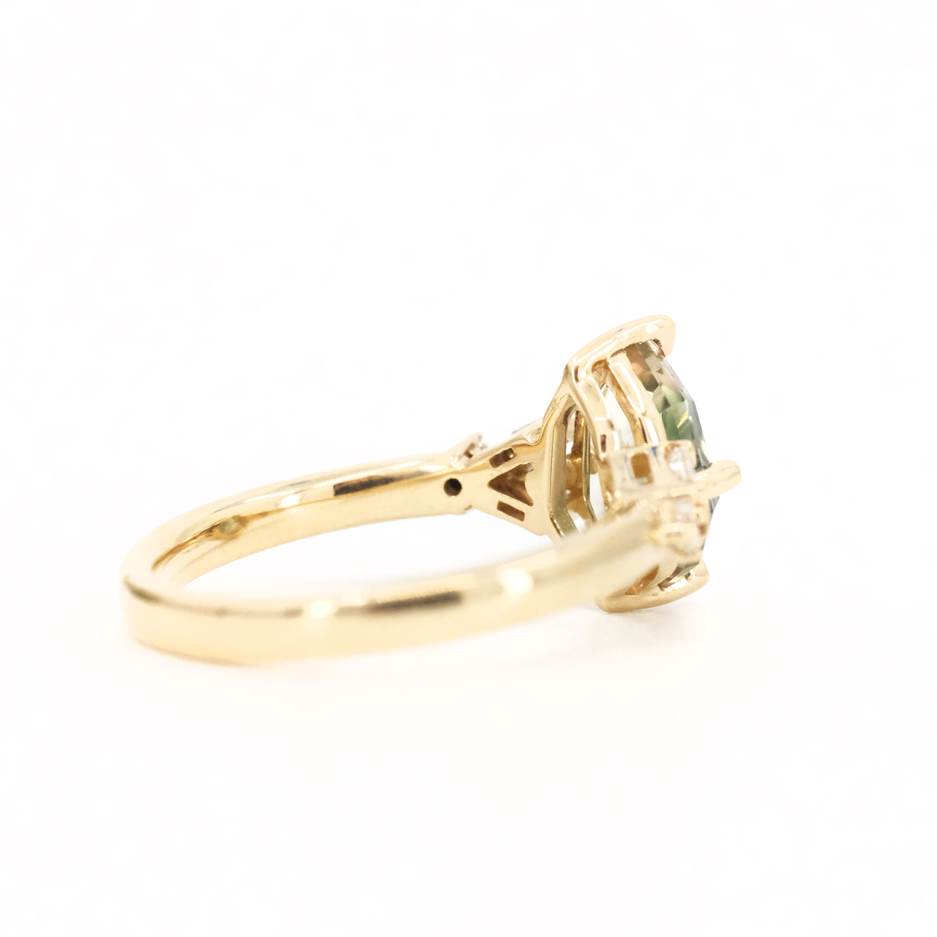 14k Oregon Sunstone + Diamond Watercolor Ring - One of a Kind