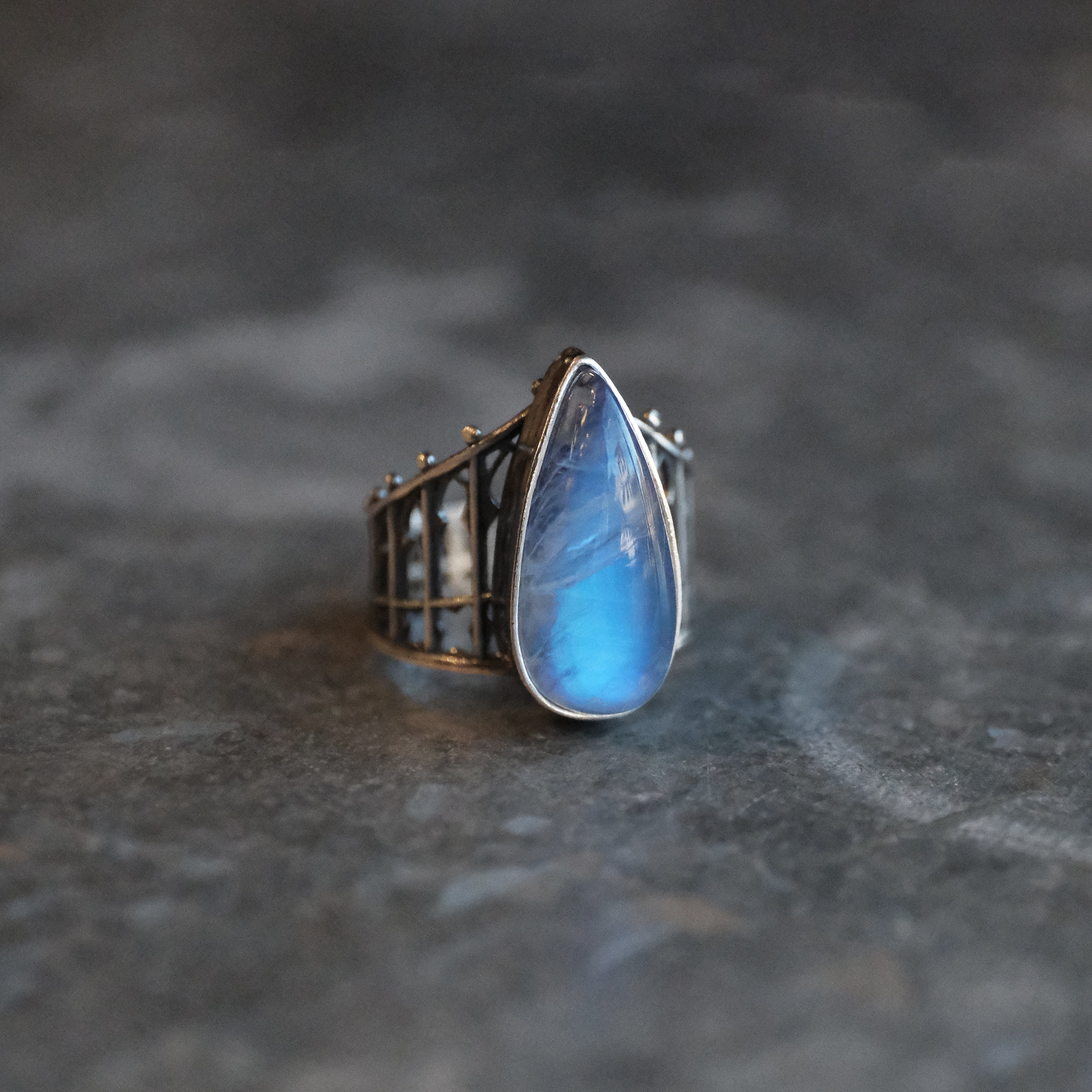 Moonstone Cathedral Ring (Size 6) - One of a Kind