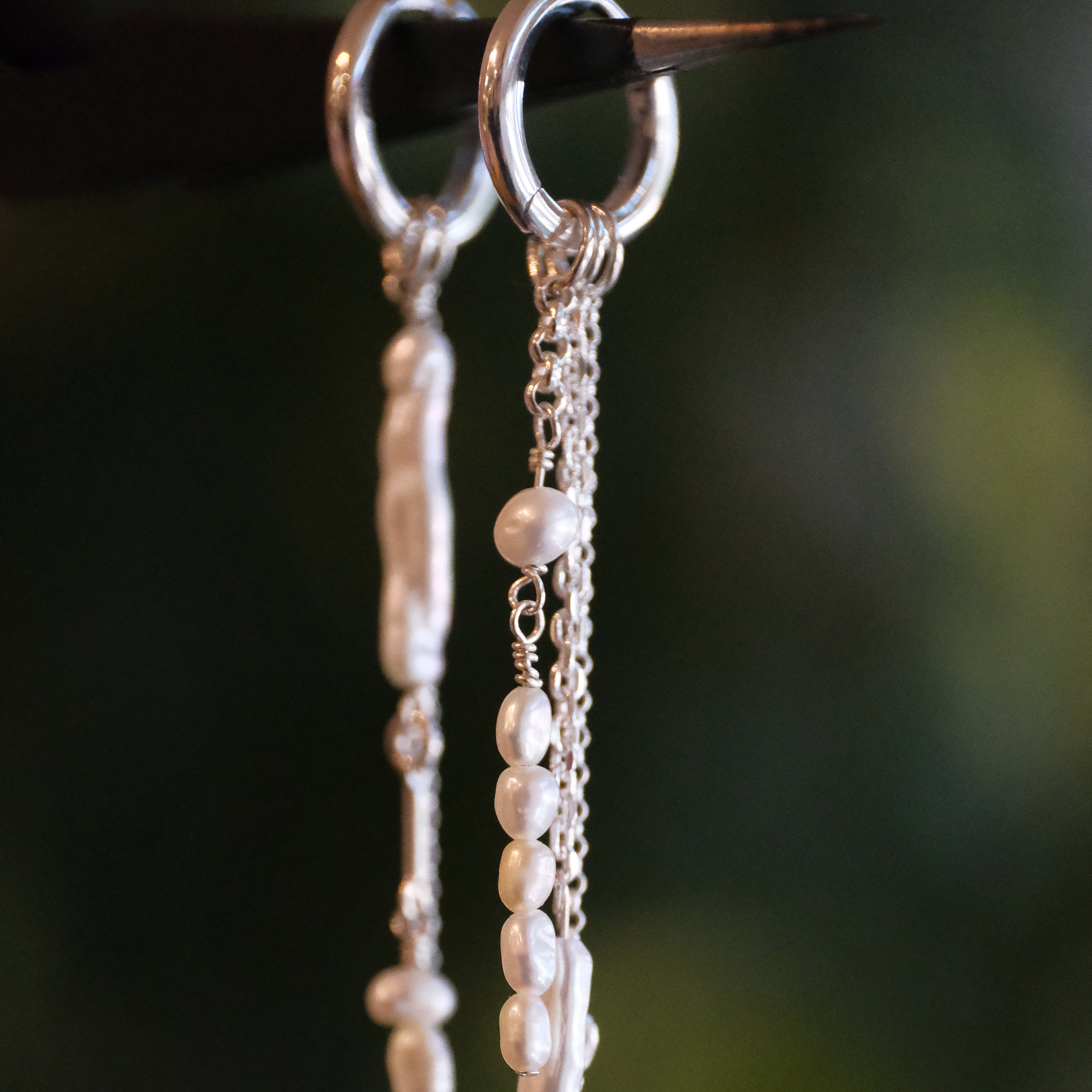Freshwater Pearl + Sterling Flow Earrings