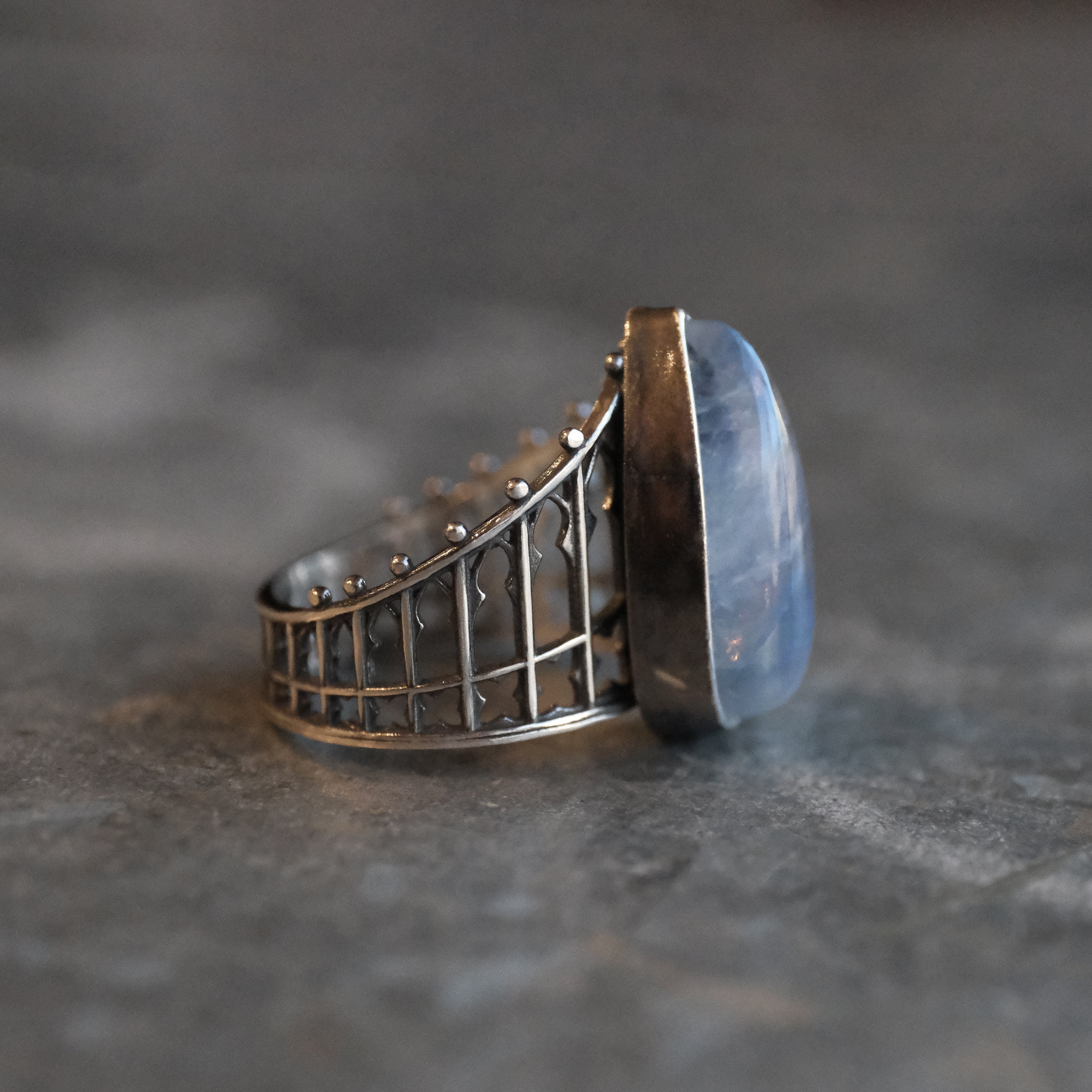 Moonstone Cathedral Ring (Size 6) - One of a Kind
