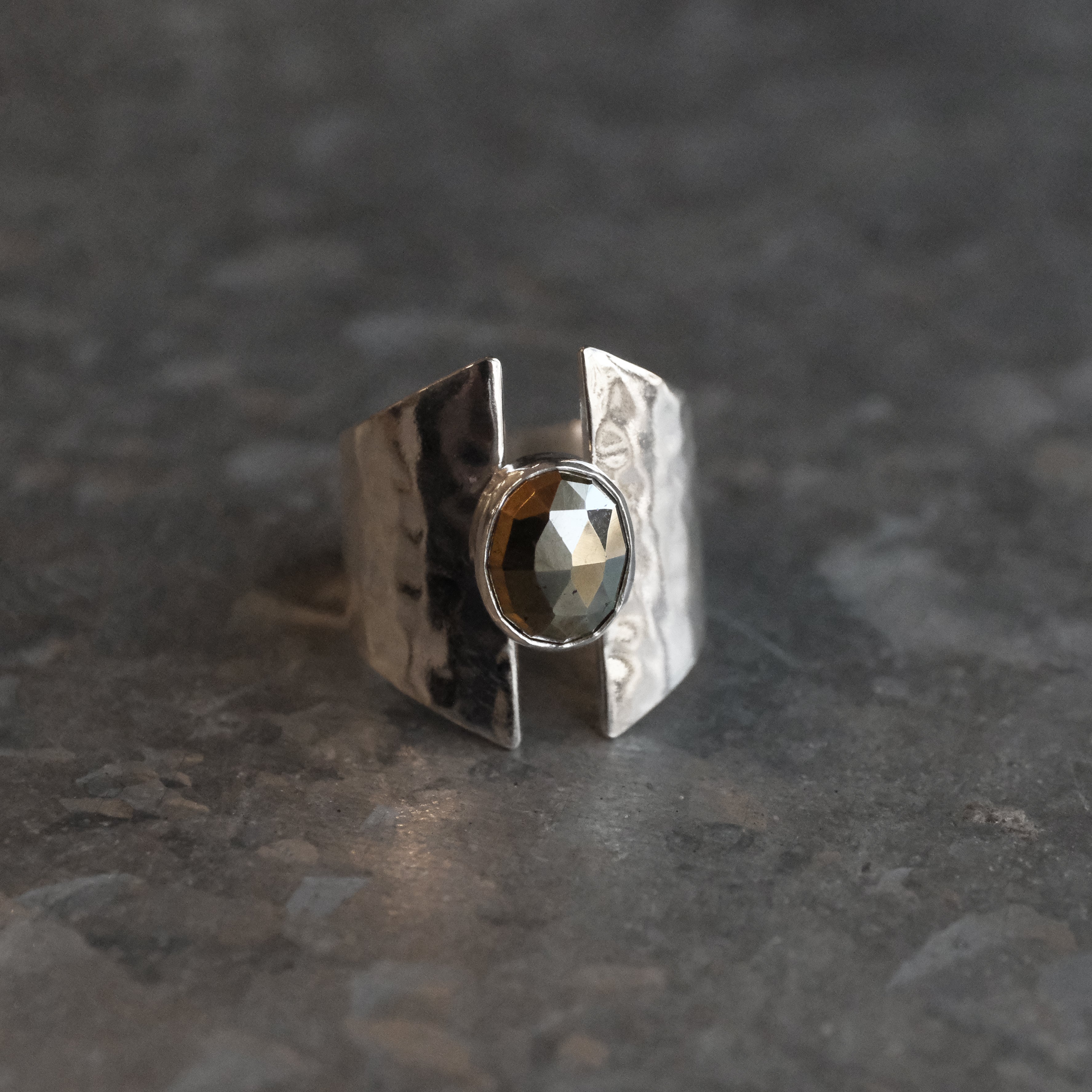 Pyrite Shield Ring (Size 6) - One of a Kind