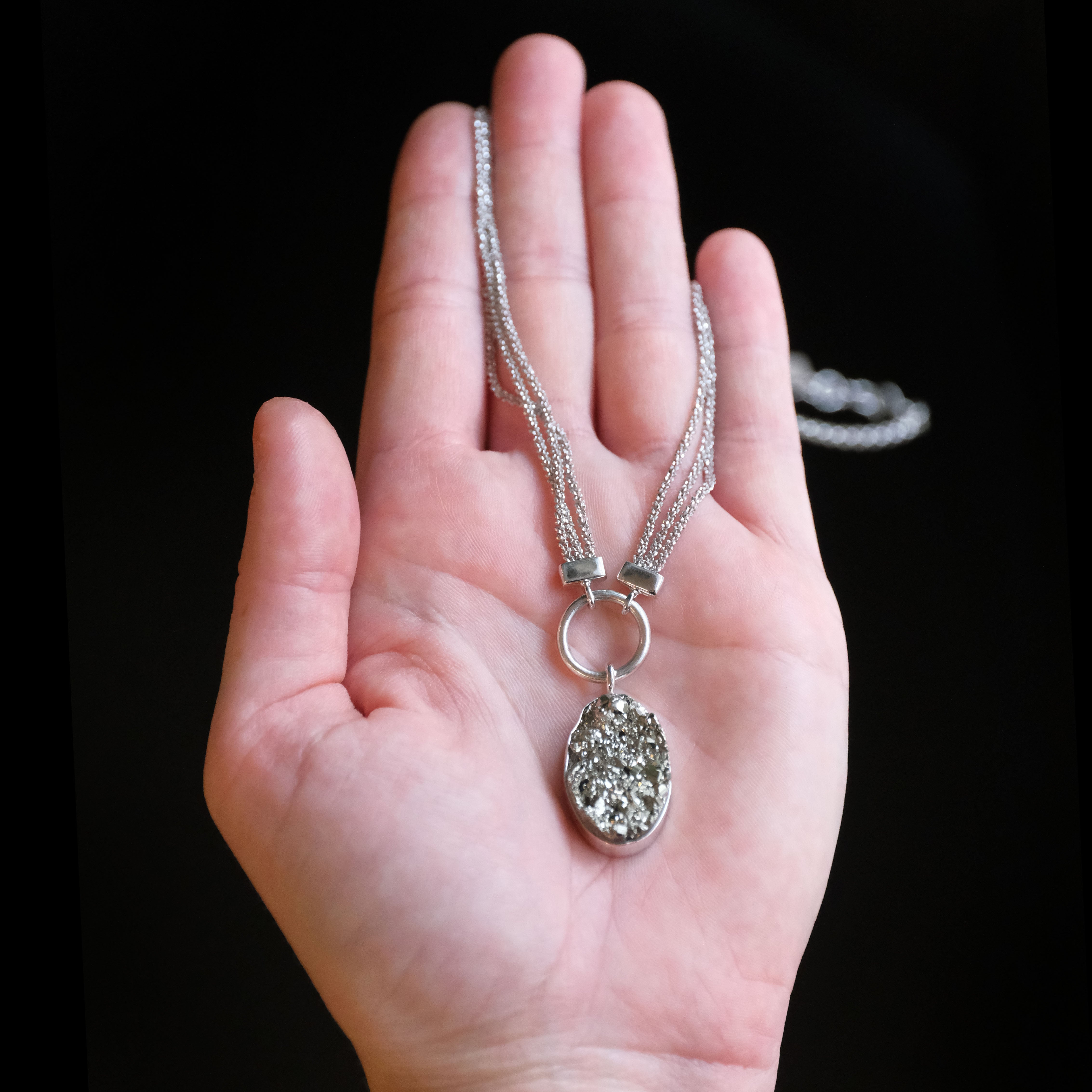 Pyrite + Sterling Malta Necklace - One of a Kind