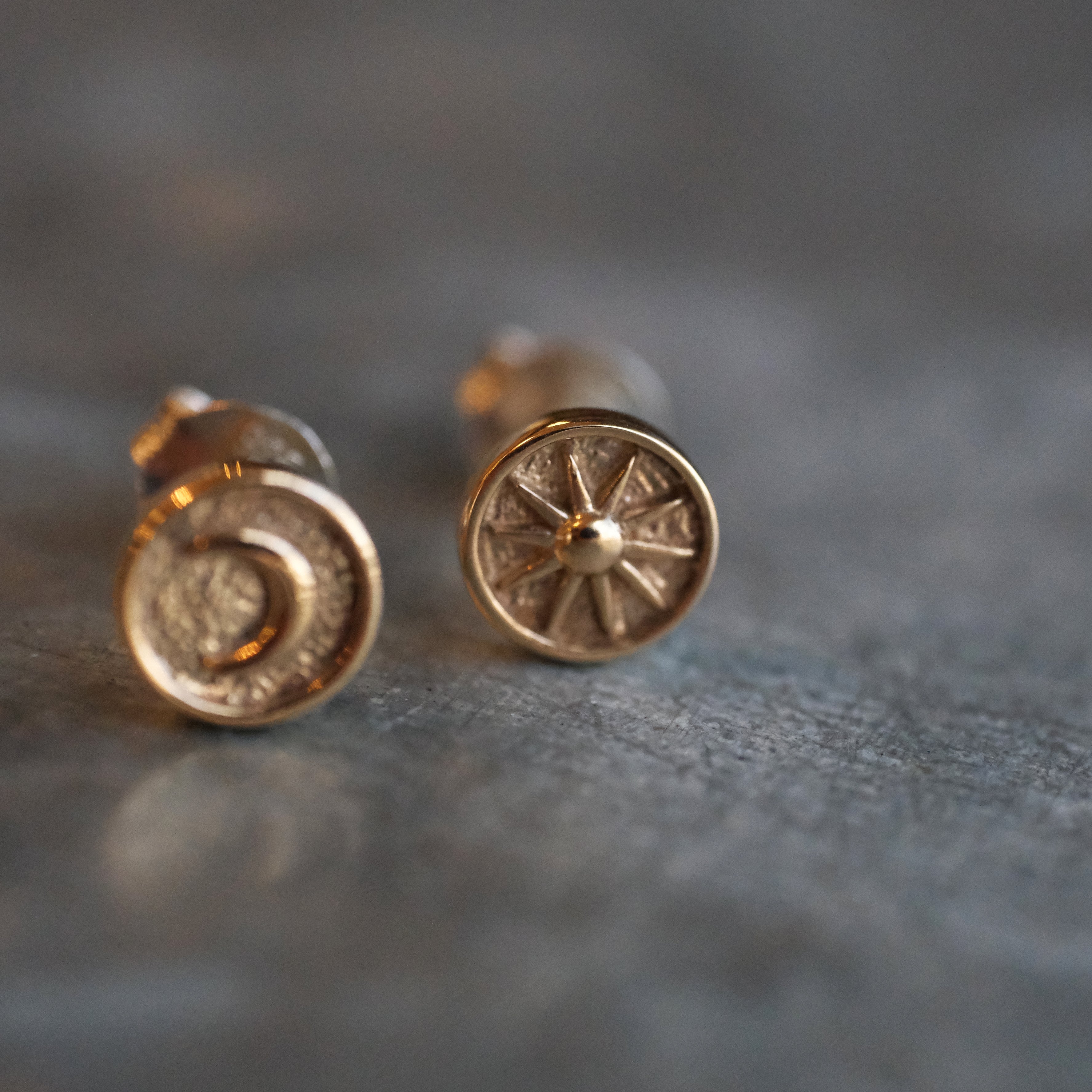 Bronze + Sterling Moon and Sun Studs