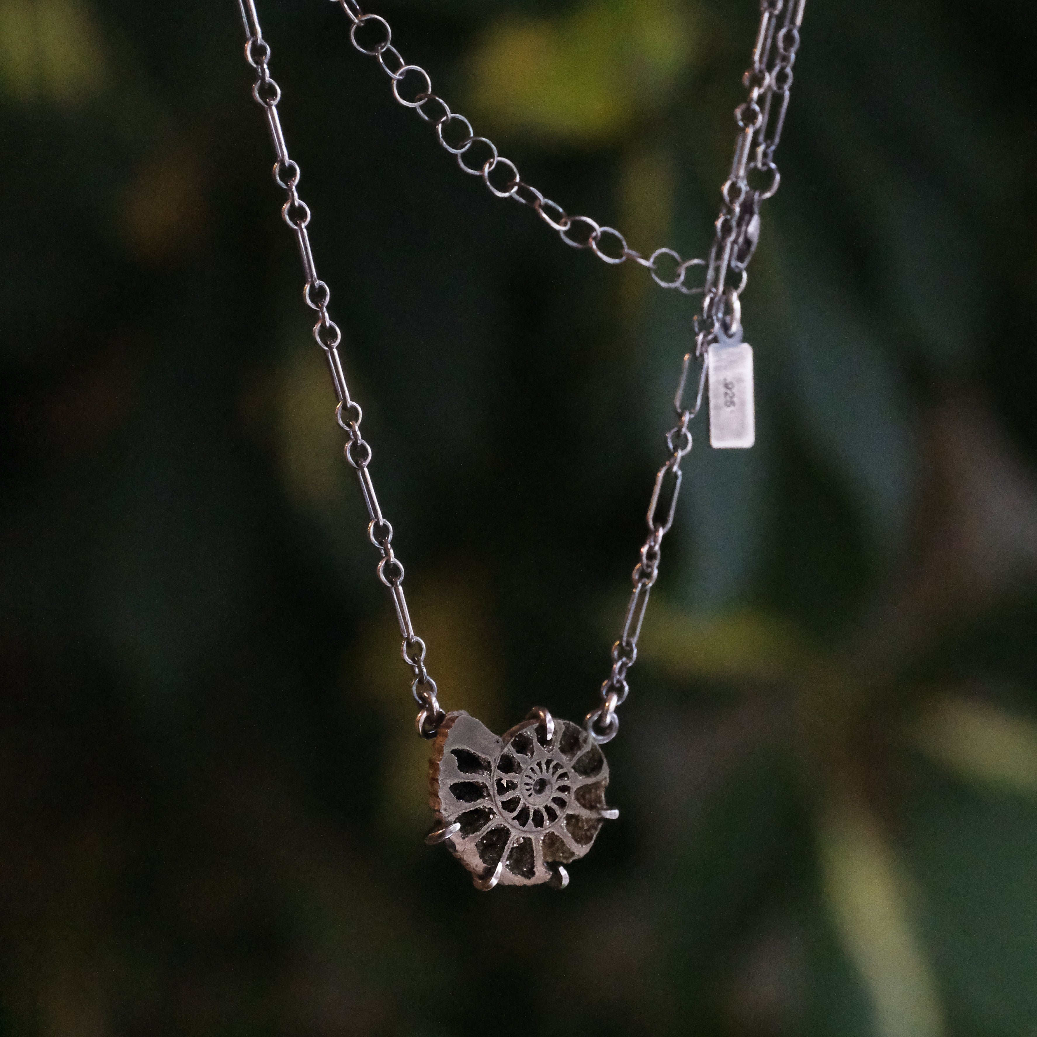 Pyrized Ammonite Fossil Necklace - One of a Kind