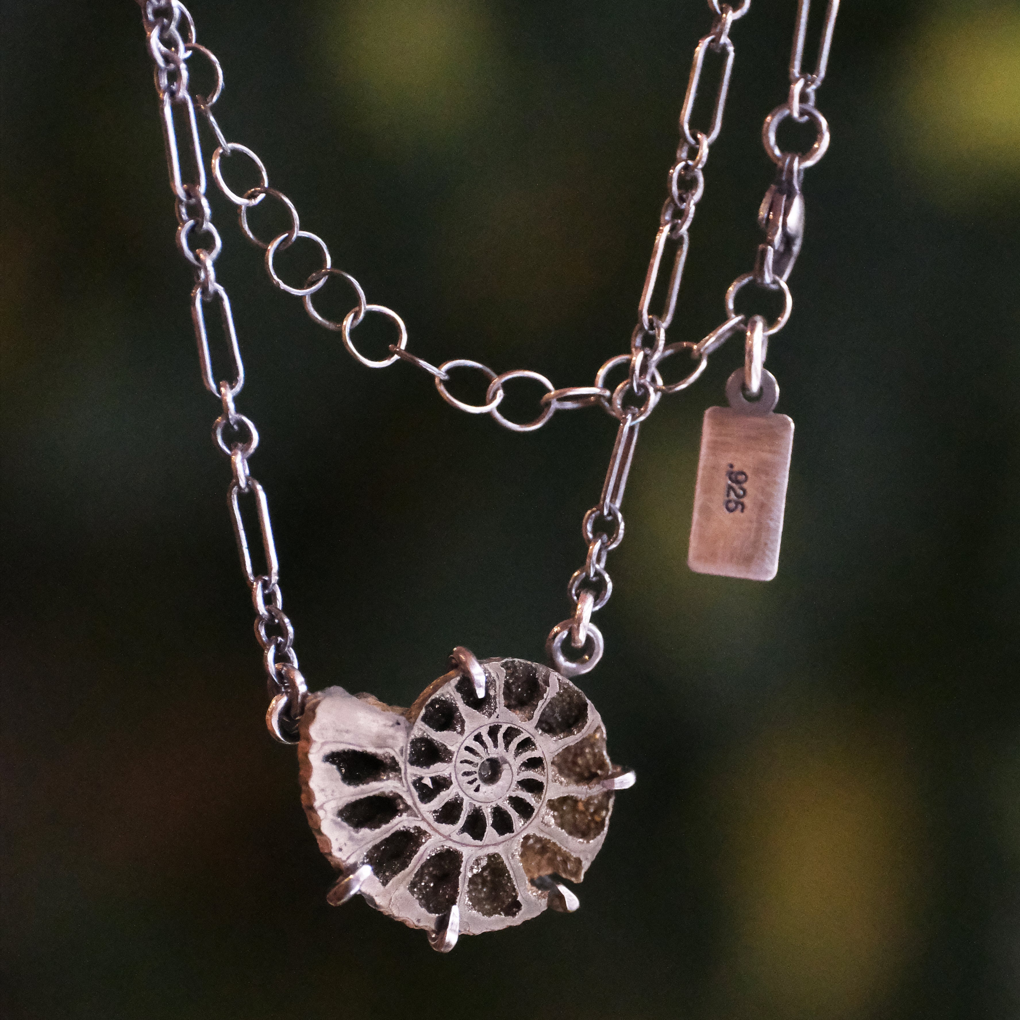 Pyrized Ammonite Fossil Necklace - One of a Kind