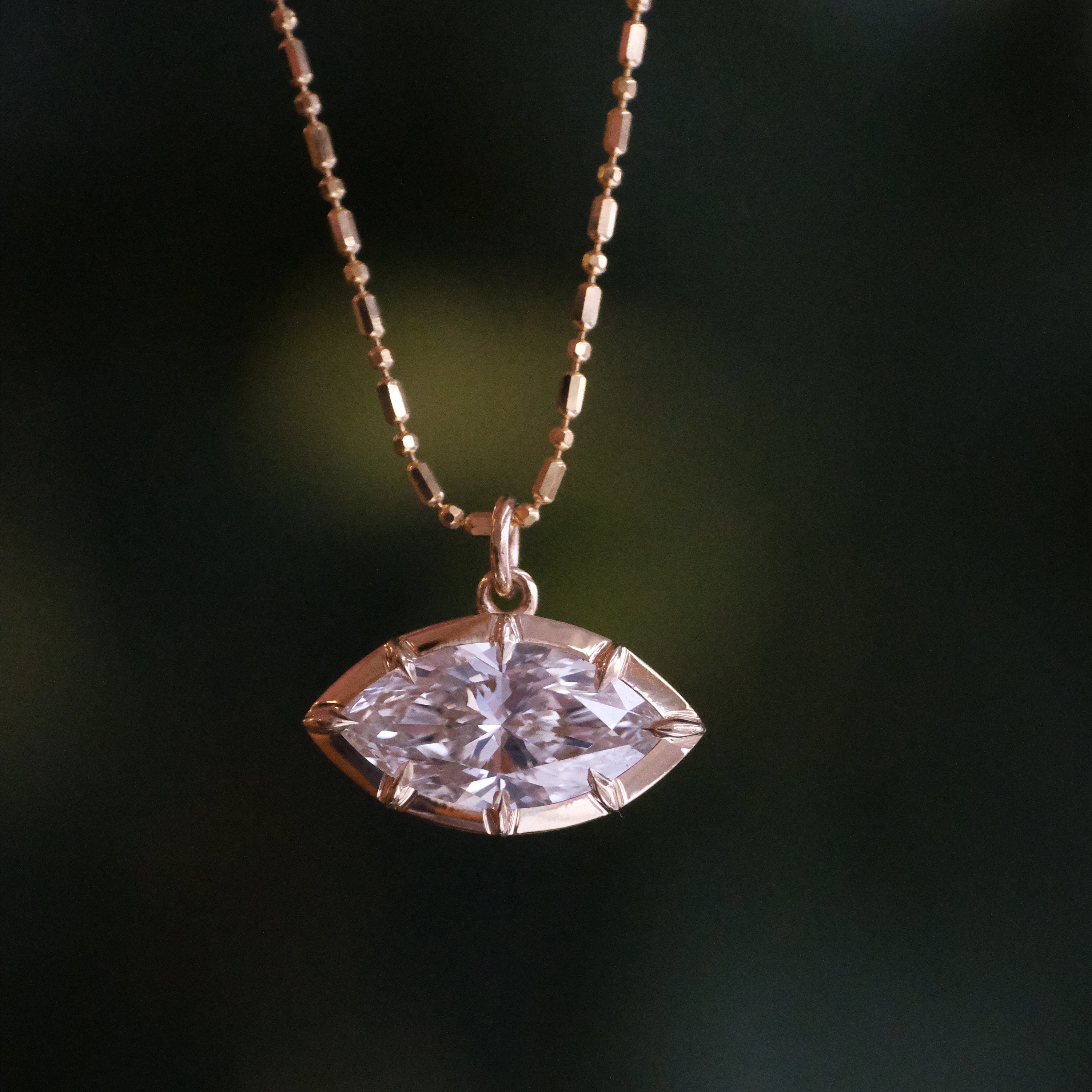 14k + Lab Diamond Ojo Necklace