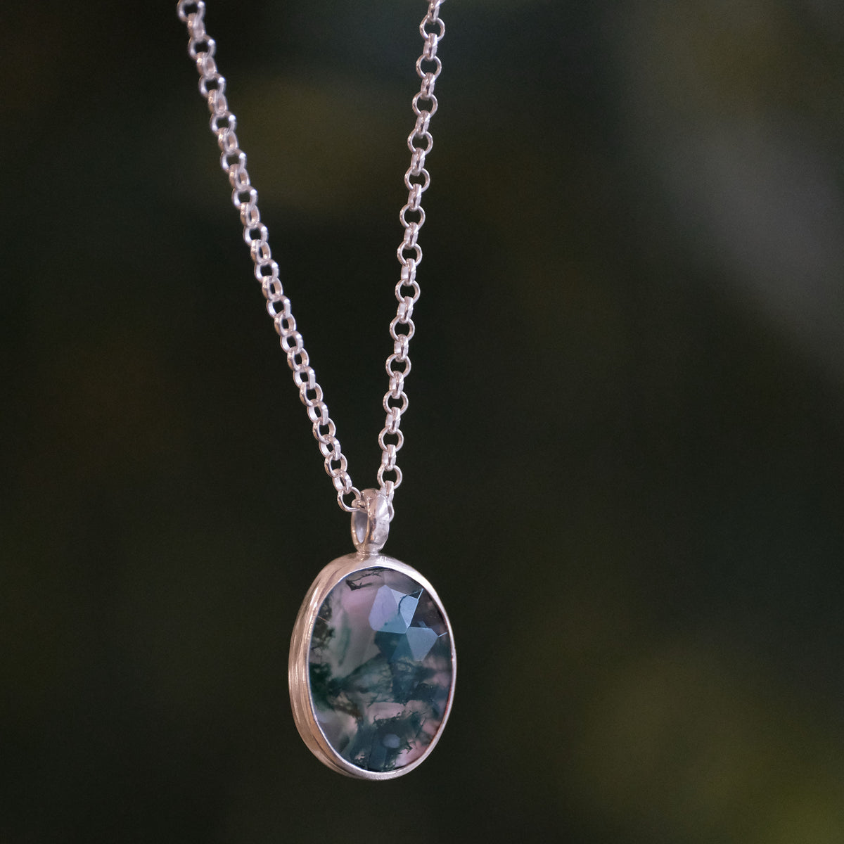 Moss Agate Solo Necklace - One of a Kind