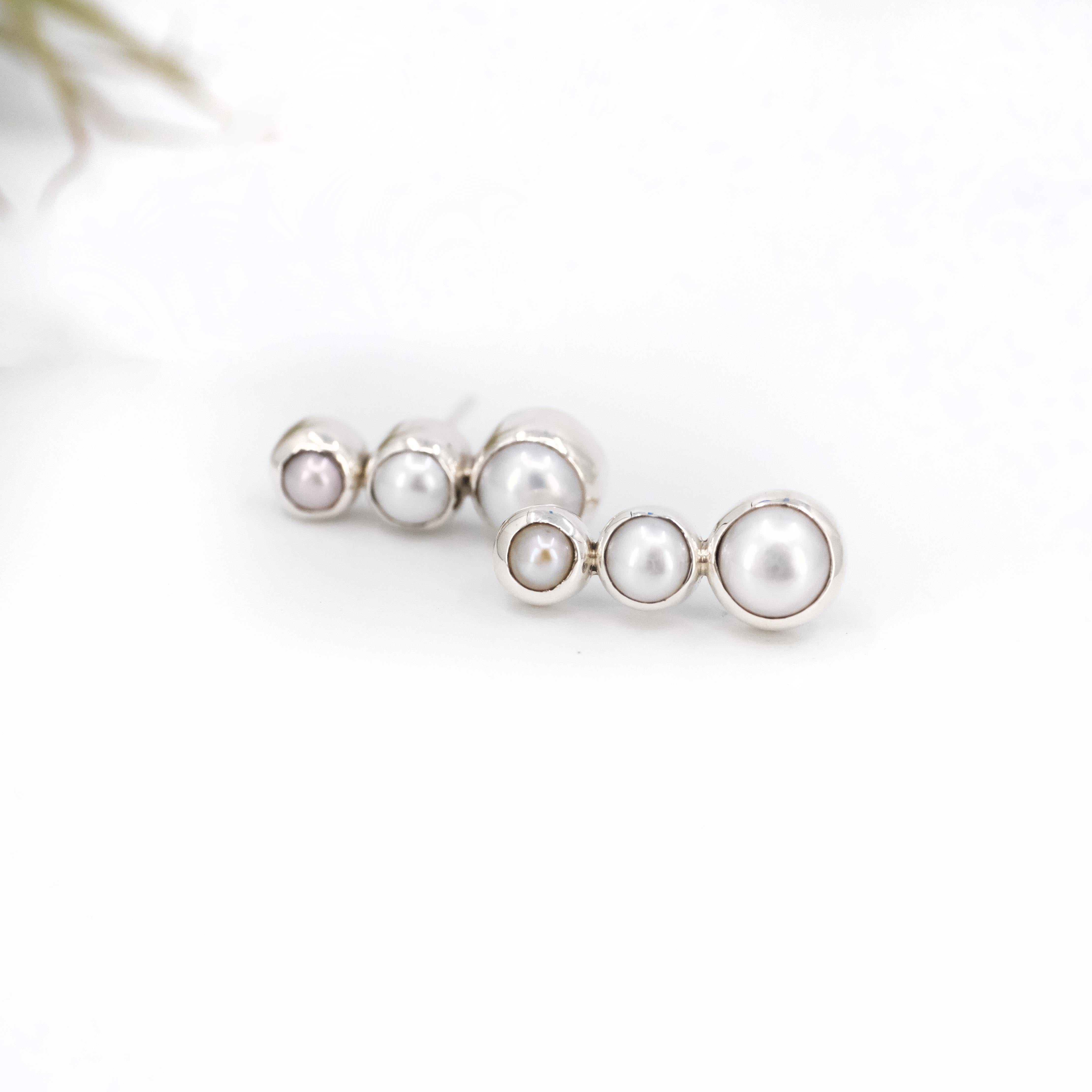 Bubble Up Pearl + Sterling Studs