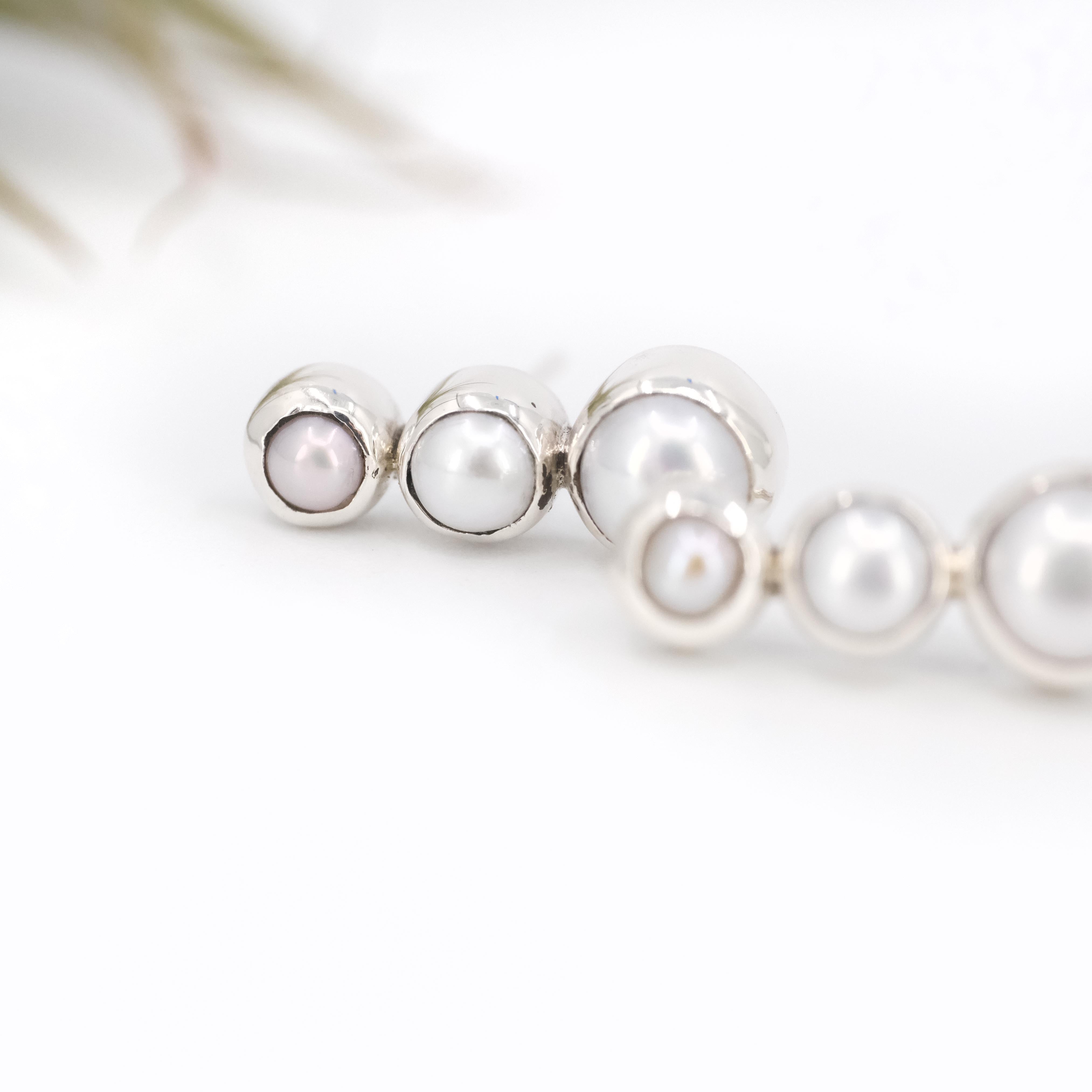 Bubble Up Pearl + Sterling Studs